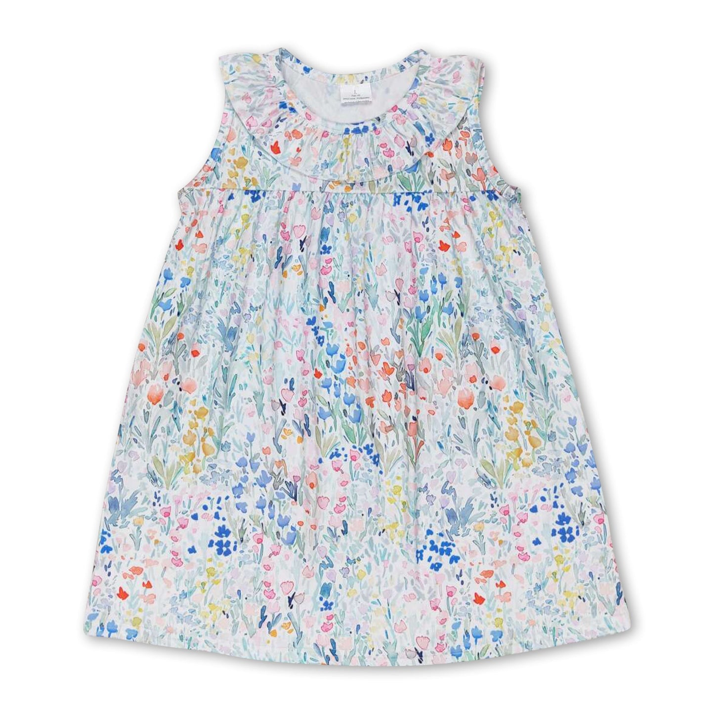 Ärmelloses Aquarell-Blumenmädchen-Sommerkleid