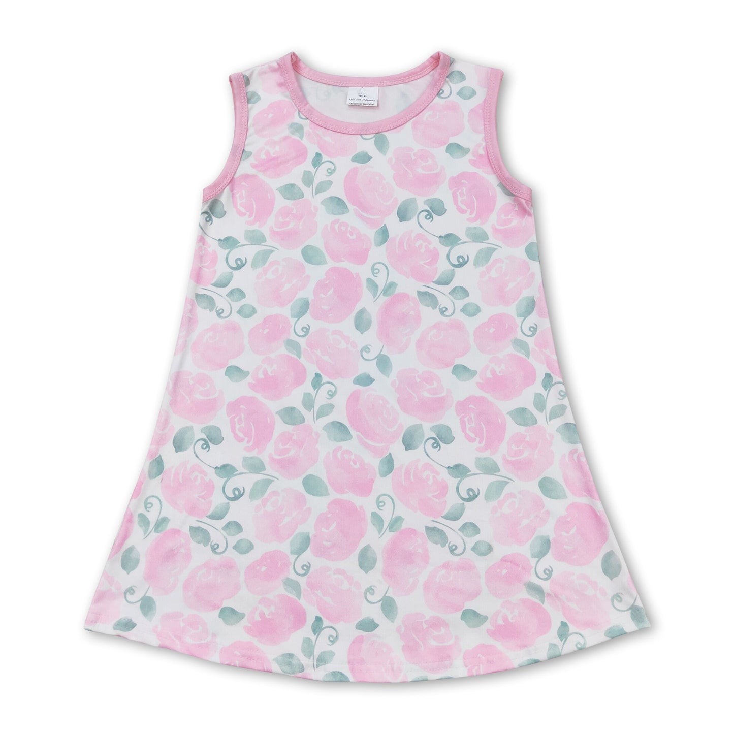 Rosa ärmelloses Blumenmuster Sommerkleid für Baby-Mädchen