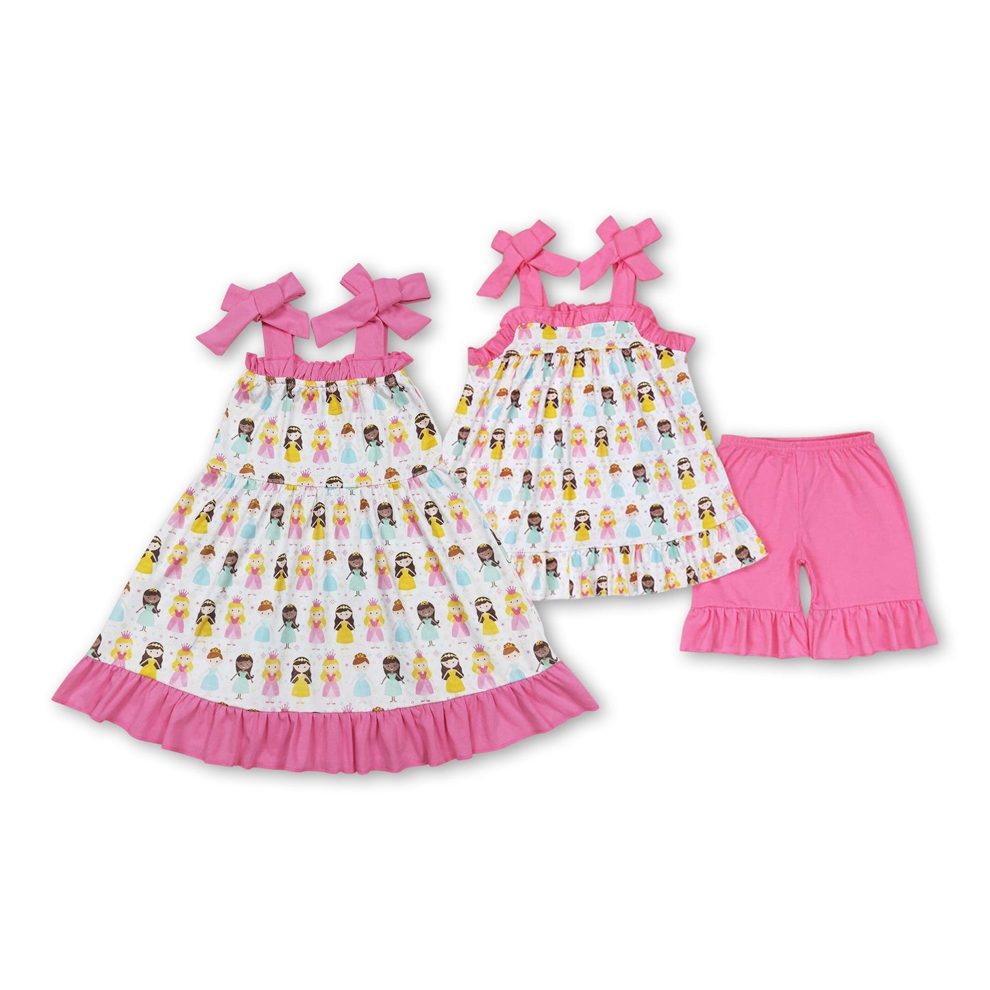 Rosa Trägerkleid Prinzessin Kinder Mädchen Sommerkleider