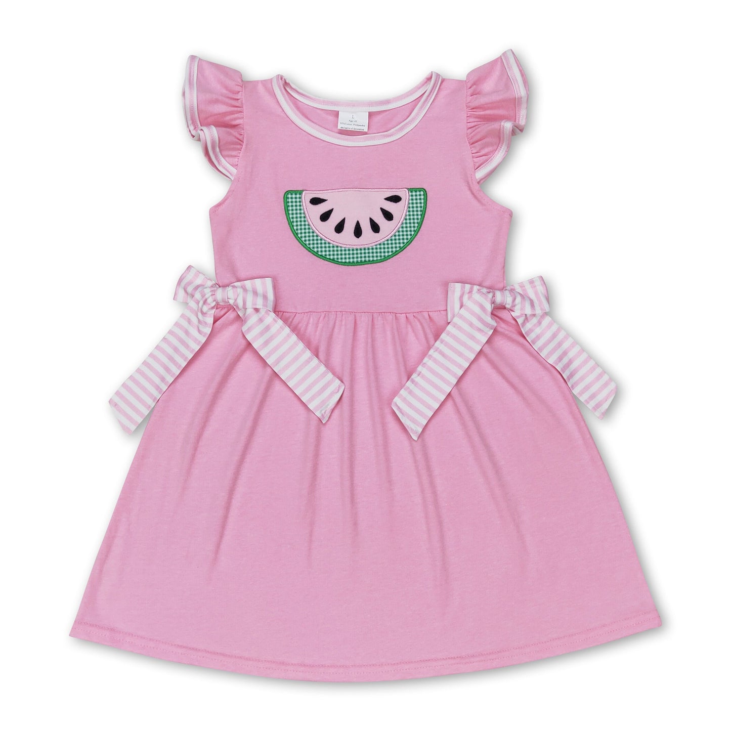 Pinke Melonenmädchen-Sommerkleider mit flatternden Ärmeln