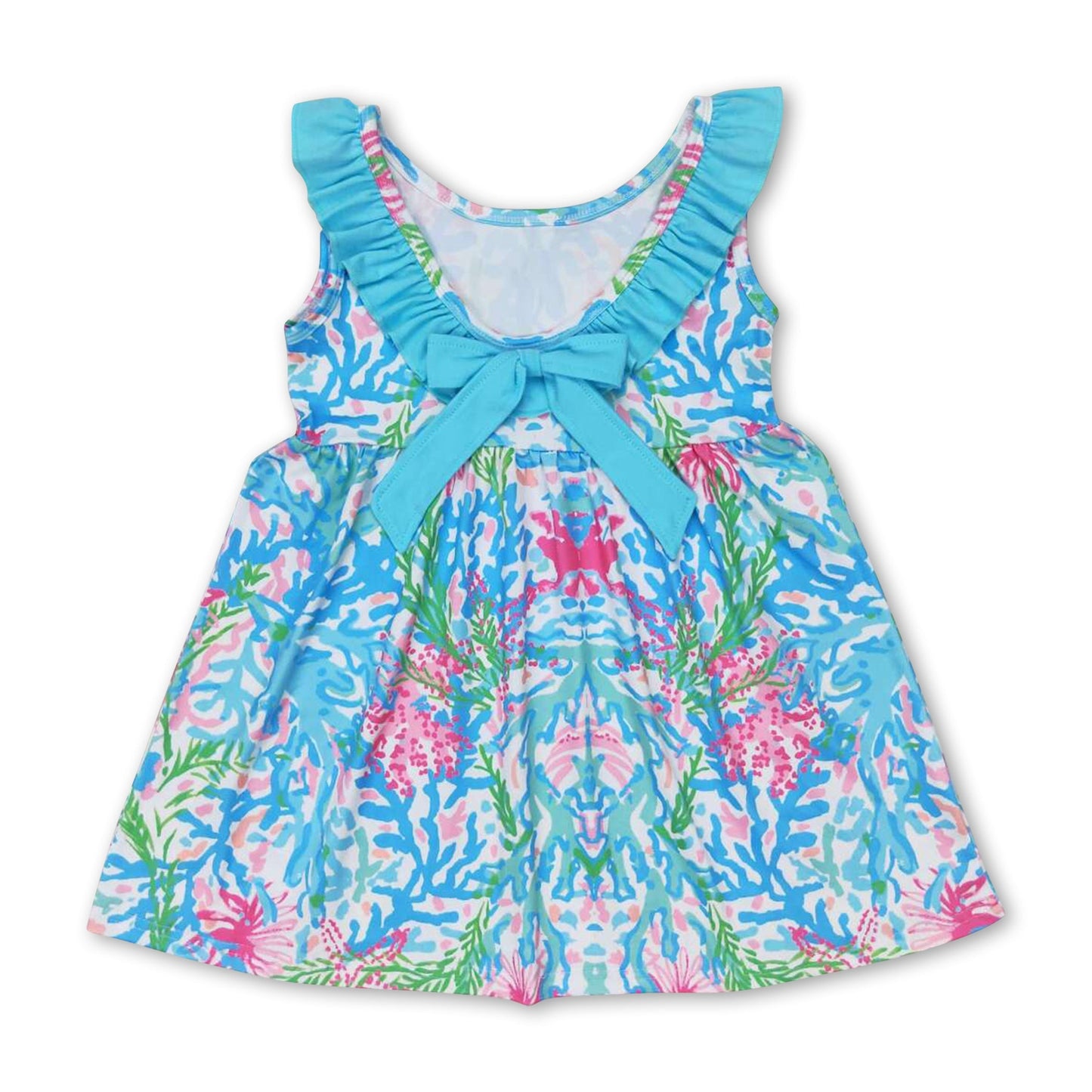 Ärmelloses hellblaues Aquarell-Mädchen-Sommerkleid