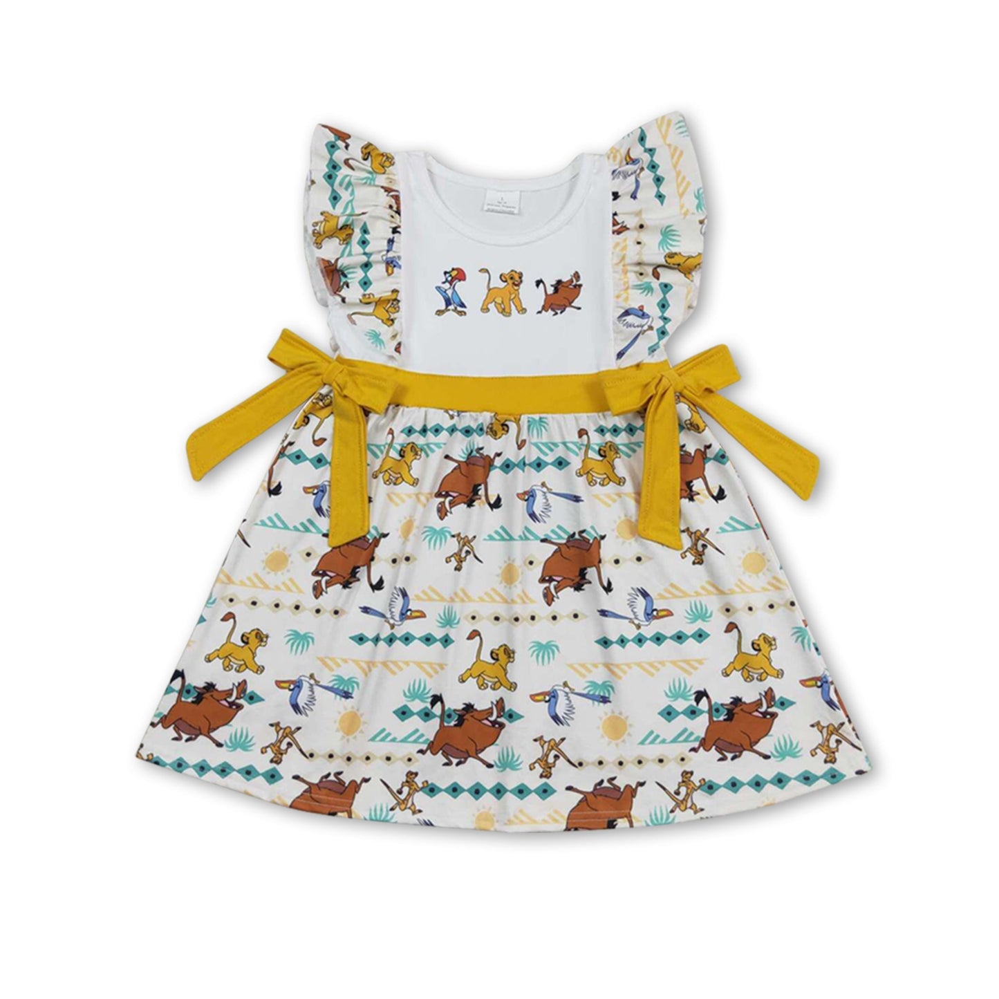 Flutterärmel Löwen-Schleifen-Kinderkleider Mädchen