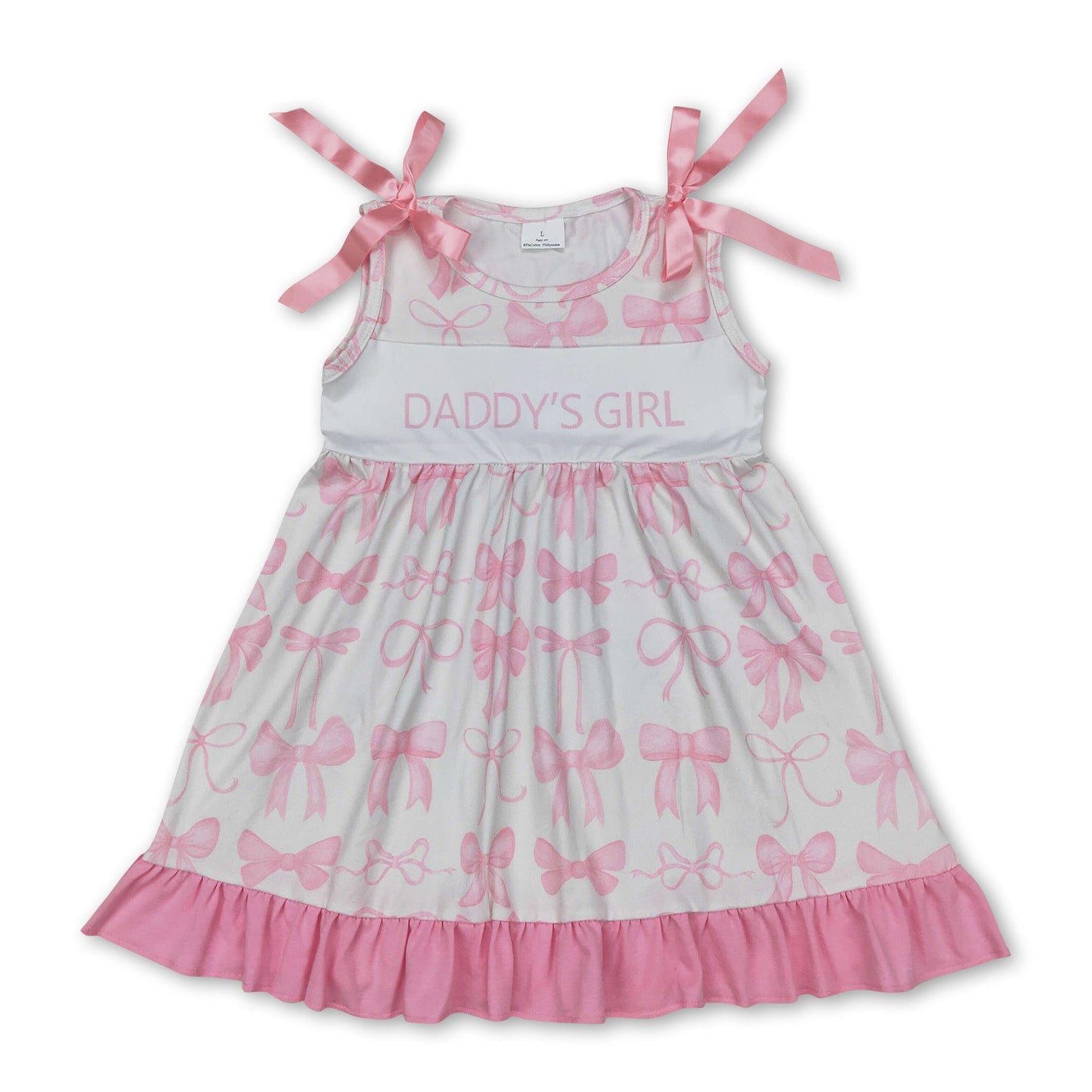 Rosa Rüschen ärmelloses Daddy's Girl Schleifen Babykleid