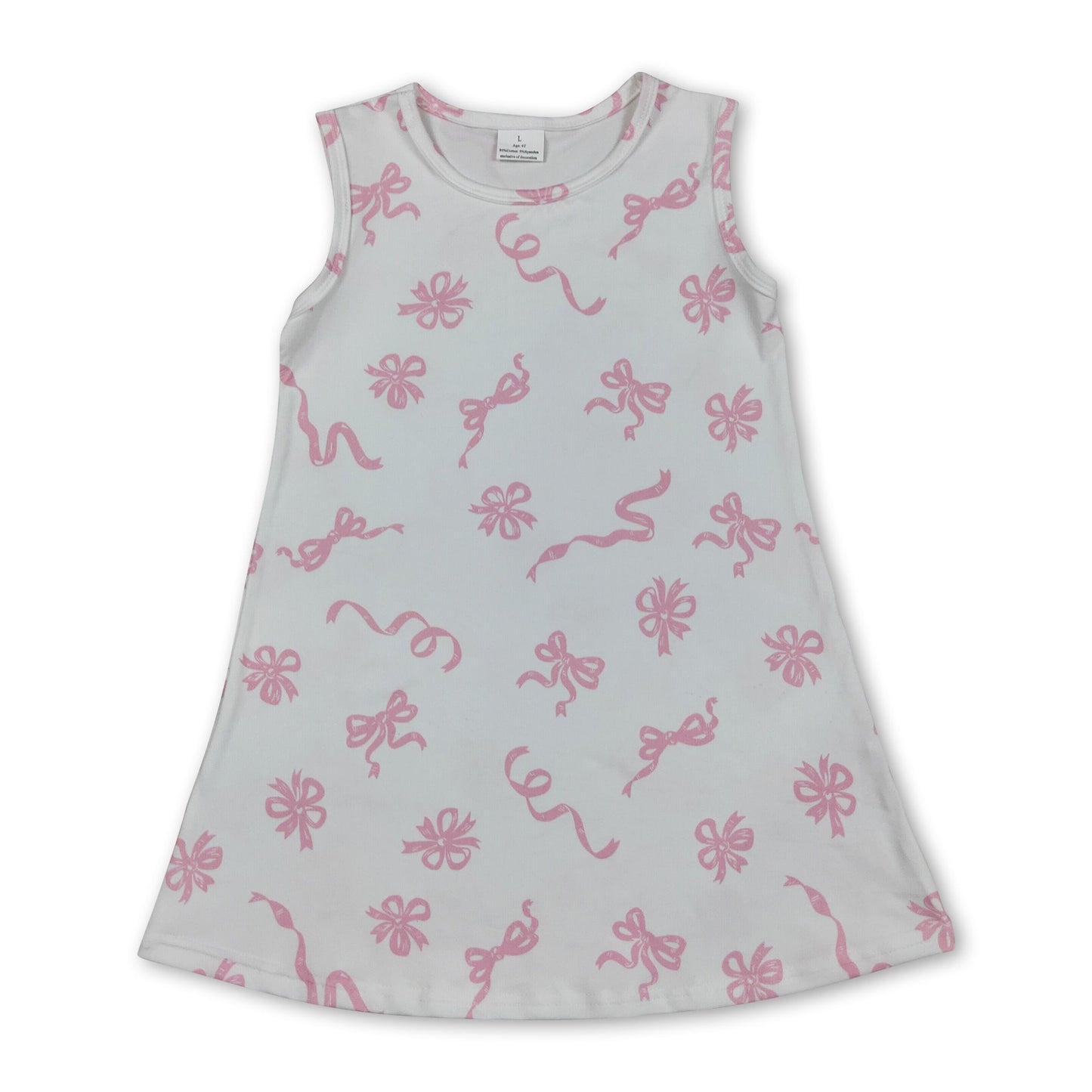 Ärmellose rosa Schleifenkleider für Baby-Mädchen, Sommer