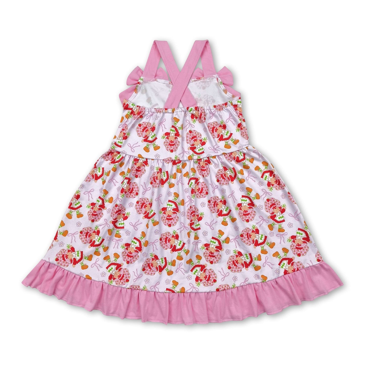 Rosa Träger Erdbeer-Schleife Babykleider