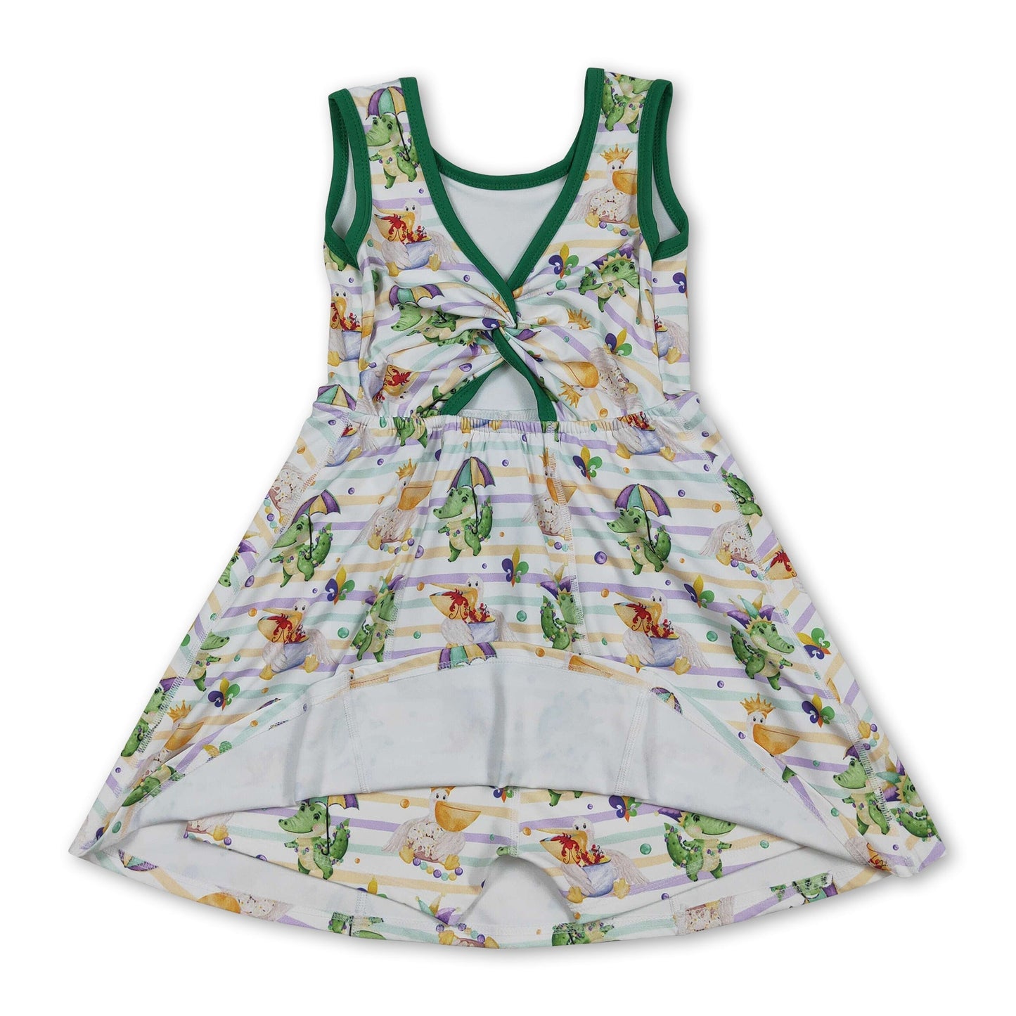 Ärmelloses Alligator-Pelikan-Mädchen-Mardi-Gras-Sportkleid