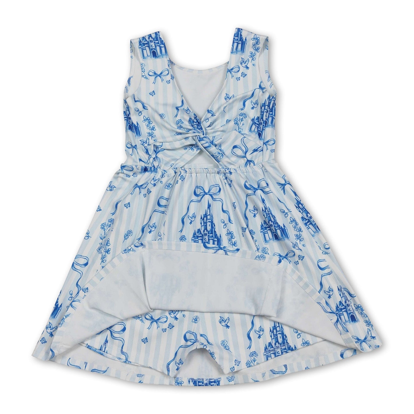Ärmellose hellblaue Schleifen-Burgen-Kinder-Mädchen-Sportkleider