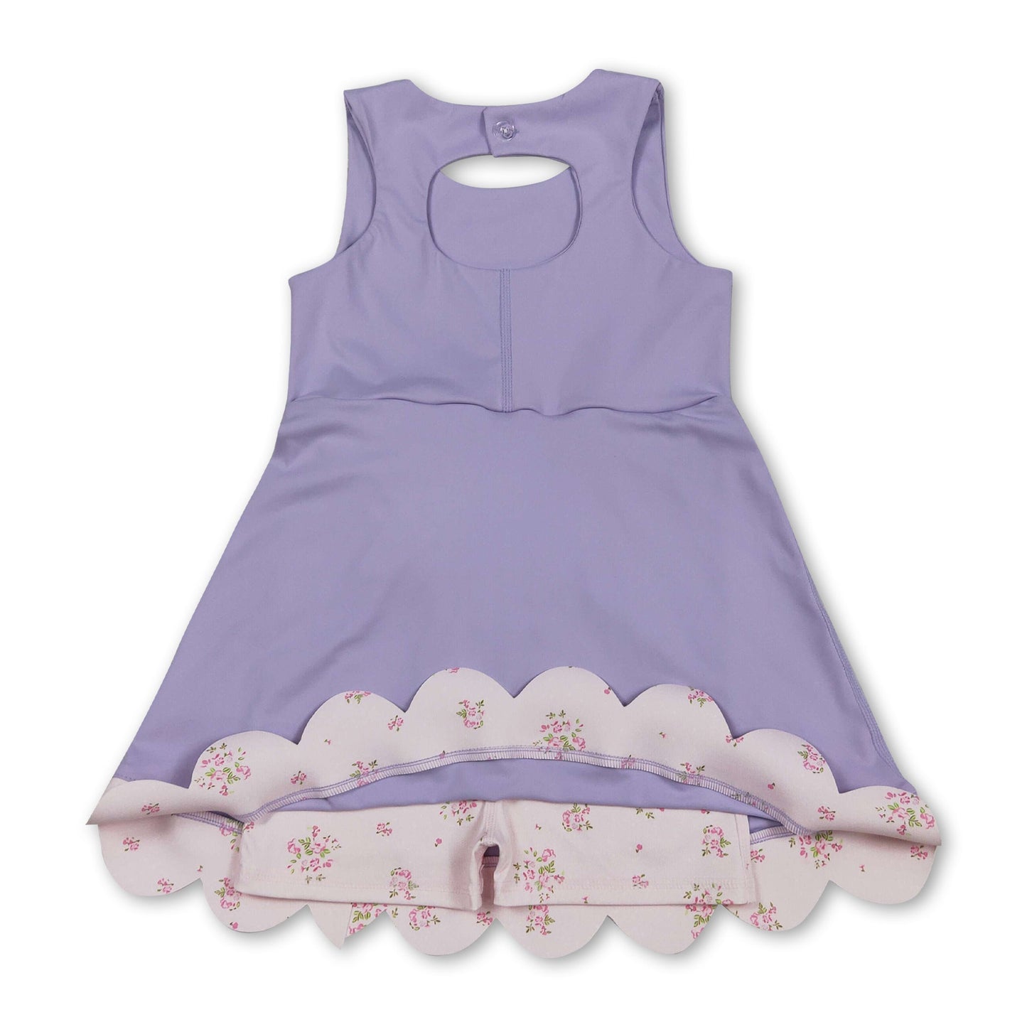 Ärmelloses Sportkleid für Mädchen mit Schleife und Muschelsaum in Lavendel