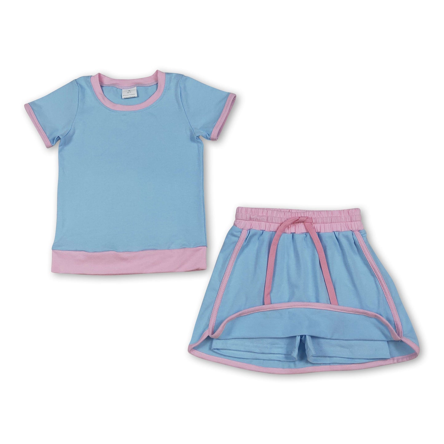 Hellblau rosa Baumwolloberteil Rock Kinder Mädchen Sommeroutfits