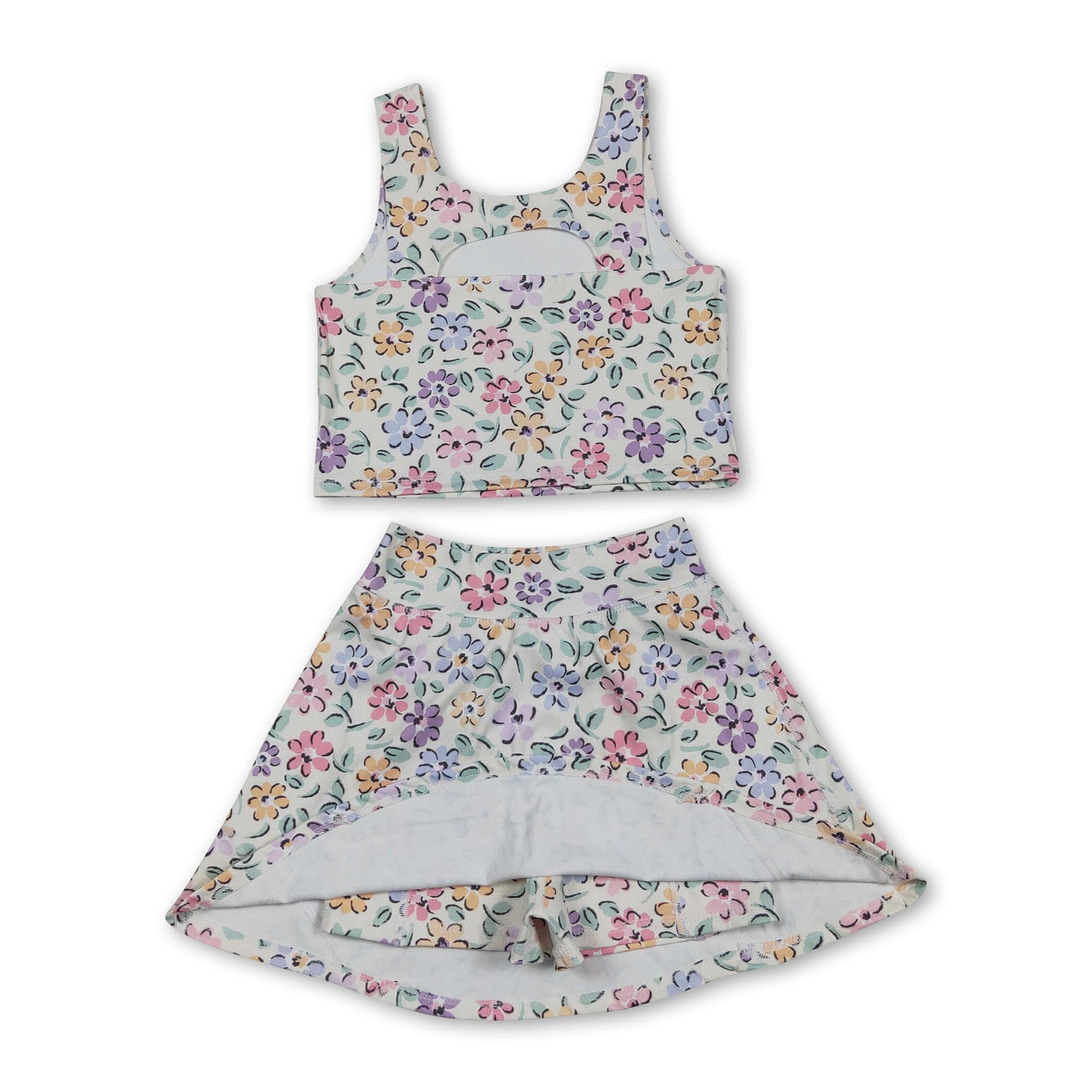 Ärmelloses Blumen-Sommer-Sport-Set für Mädchen