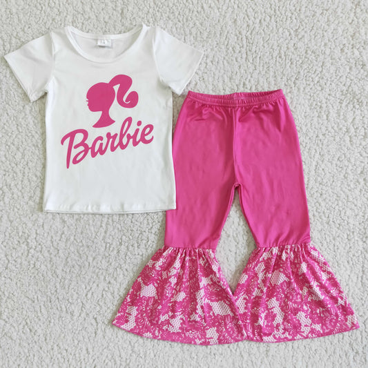 Weißes Hemd, pinkfarbene Schlaghose, süße Party-Outfits für Mädchen