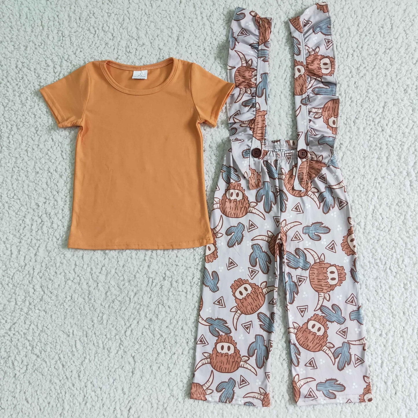Baumwoll-Shirt Hochlandrind Overall Kinder Mädchen Westernkleidung