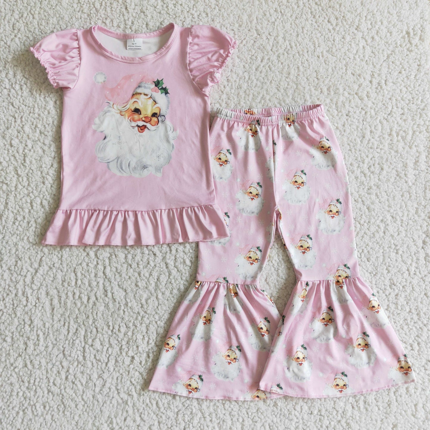 Rosa Weihnachtsmann-Shirt Schlaghose Baby Mädchen Weihnachtskleidung