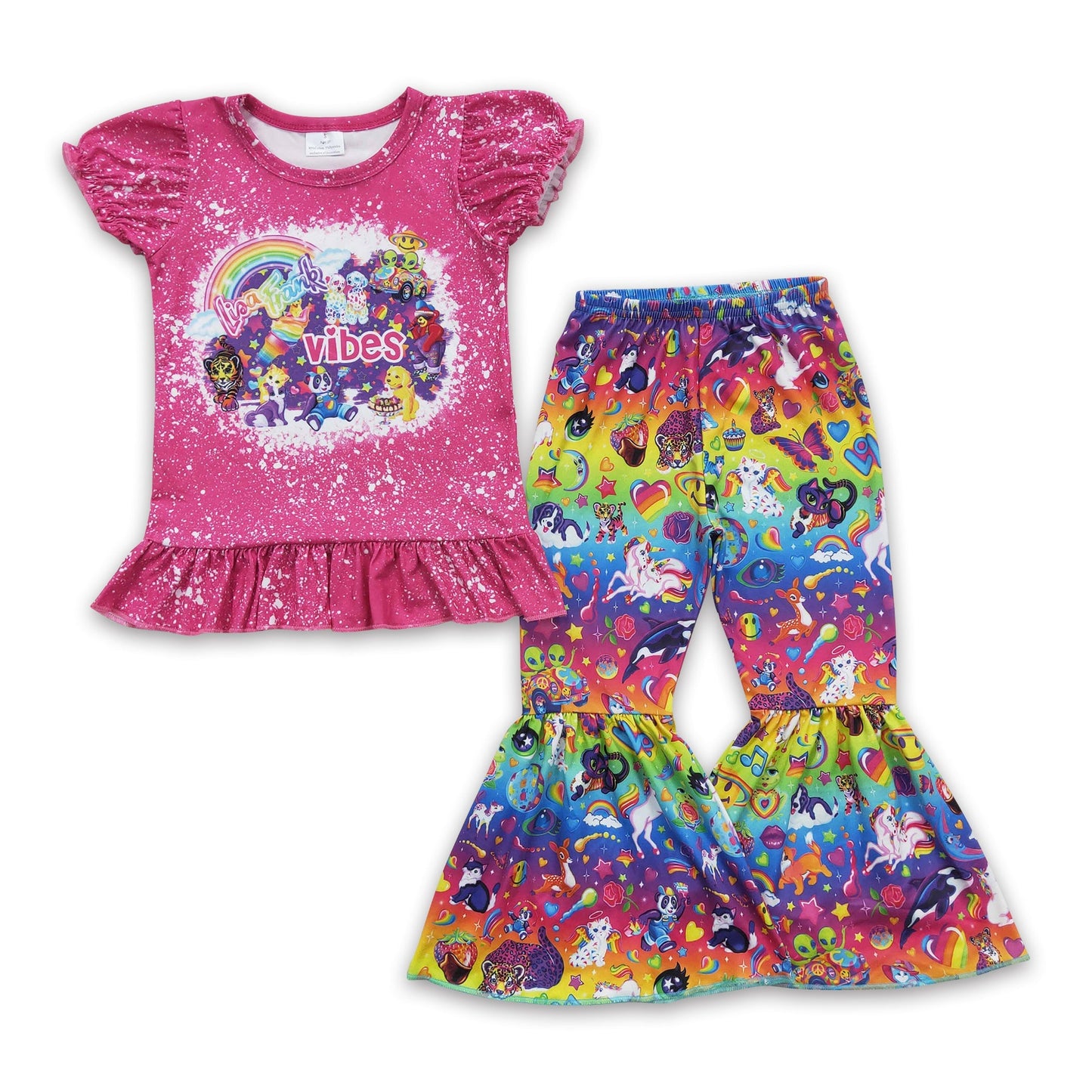 Regenbogen-Tiger-Schlaghose-Set, süße Baby-Mädchen-Kleidung