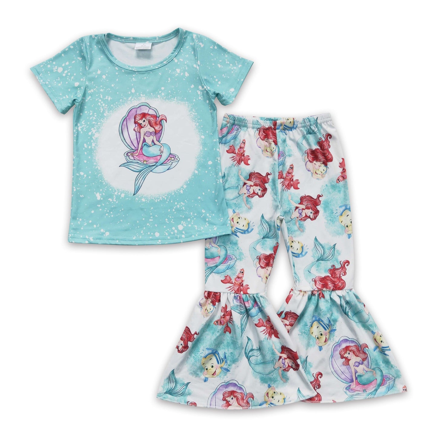 Gebleichte Kurzarm-Hosen-Meerjungfrauen-Mädchen-Outfits