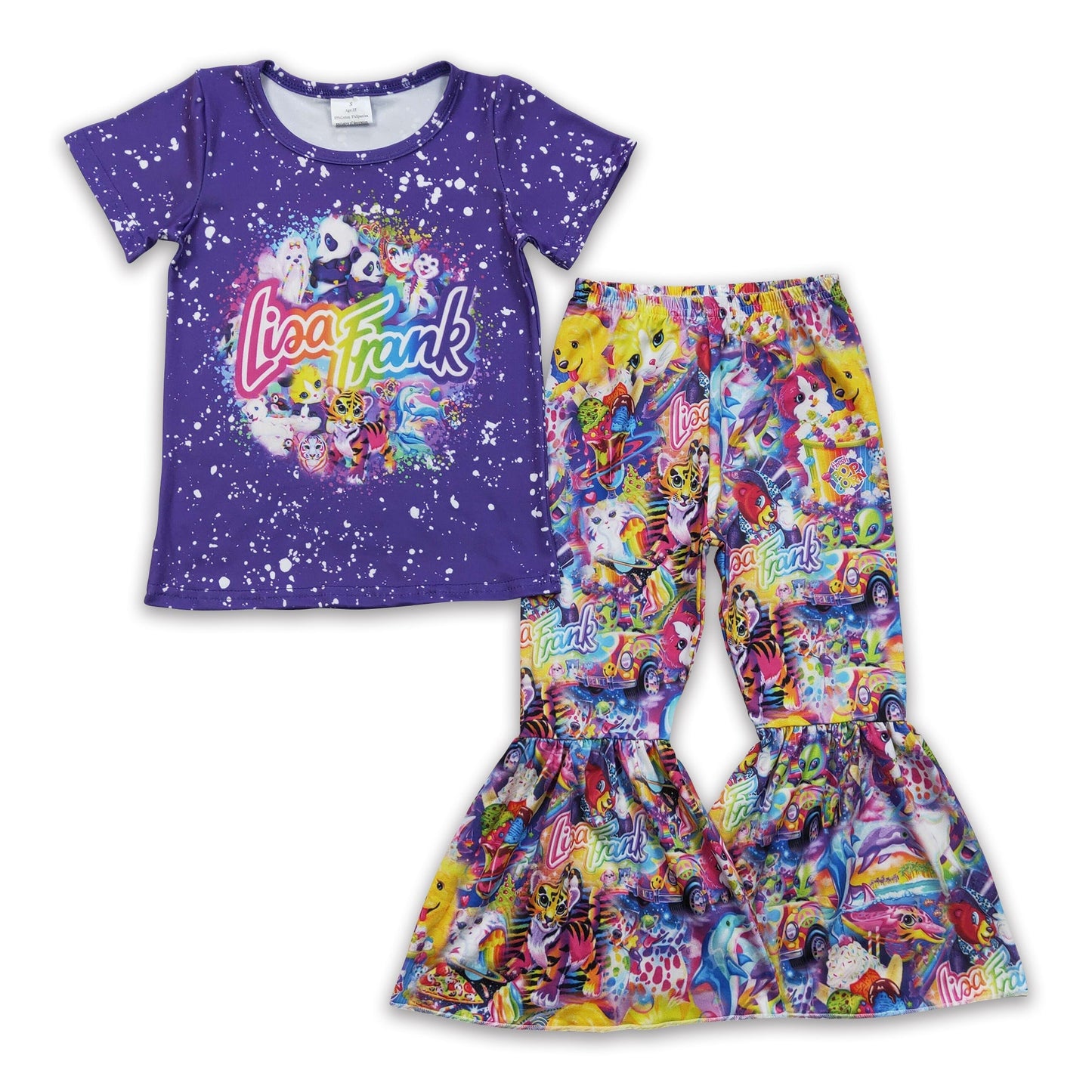 Buntes Tiger-Shirt Schlaghose Mädchen-Bekleidungsset