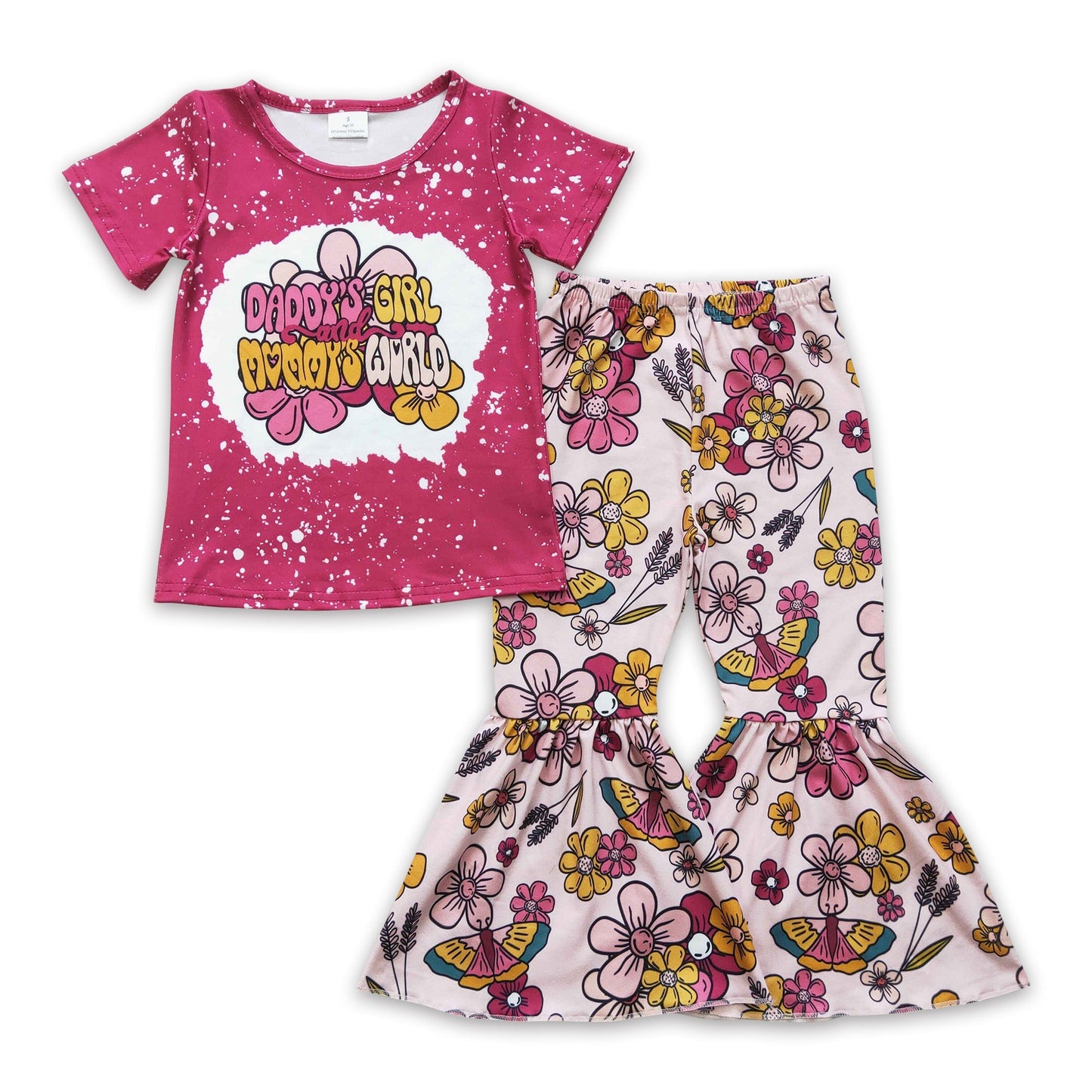 Mädchenkleidung-Set „Papas Mädchen, Mamas Welt“ mit Blumenmuster