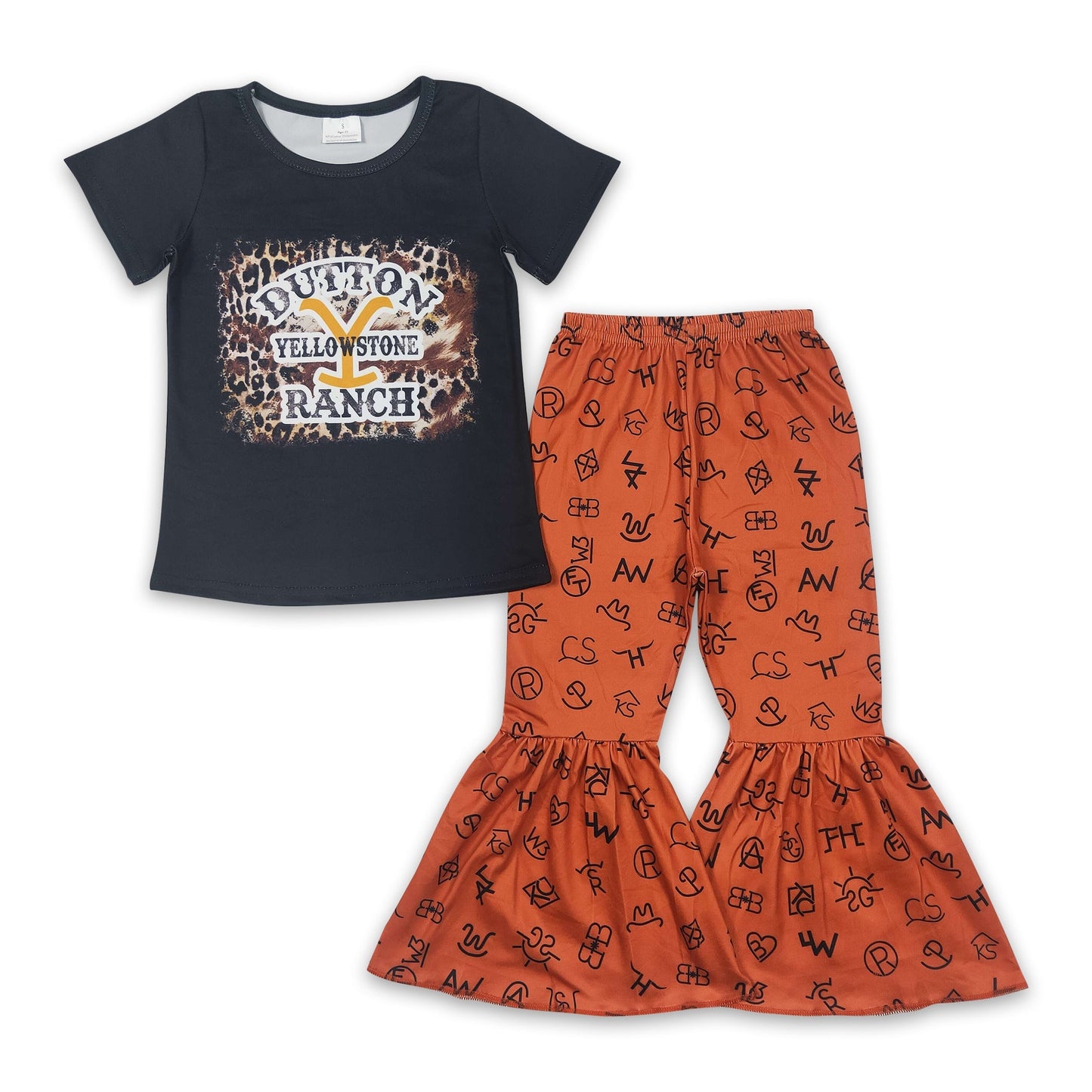 Leopard schwarzes Oberteil Schlaghose Sängerin Babykleidung