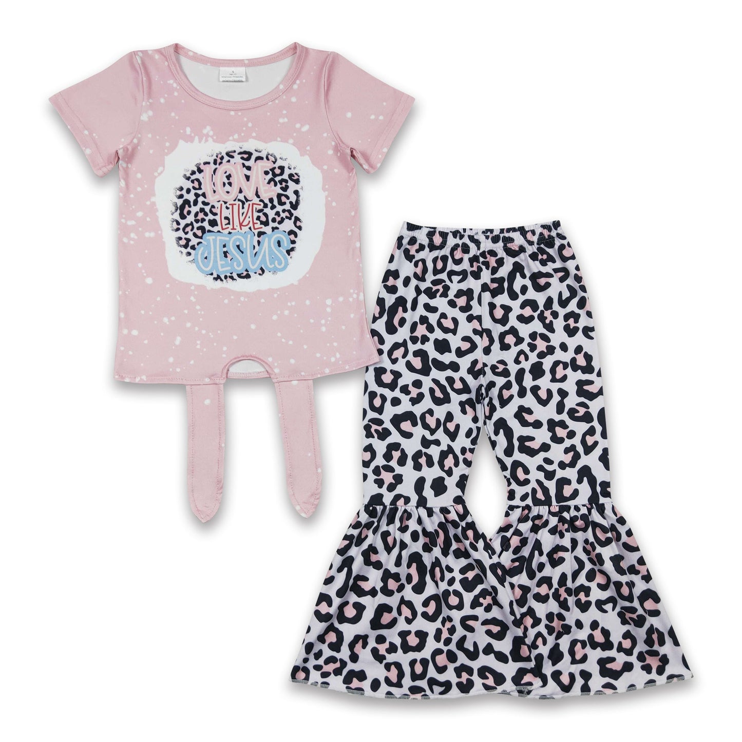 "Liebe wie Jesus" Hemd Leopardenhose Mädchen Kleider-Set