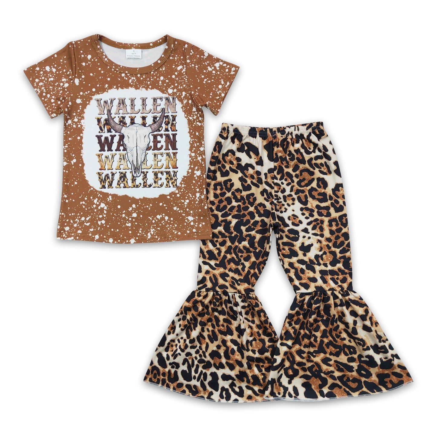 Brauner Stierkopf Leopard Kinder Mädchen Kleidung