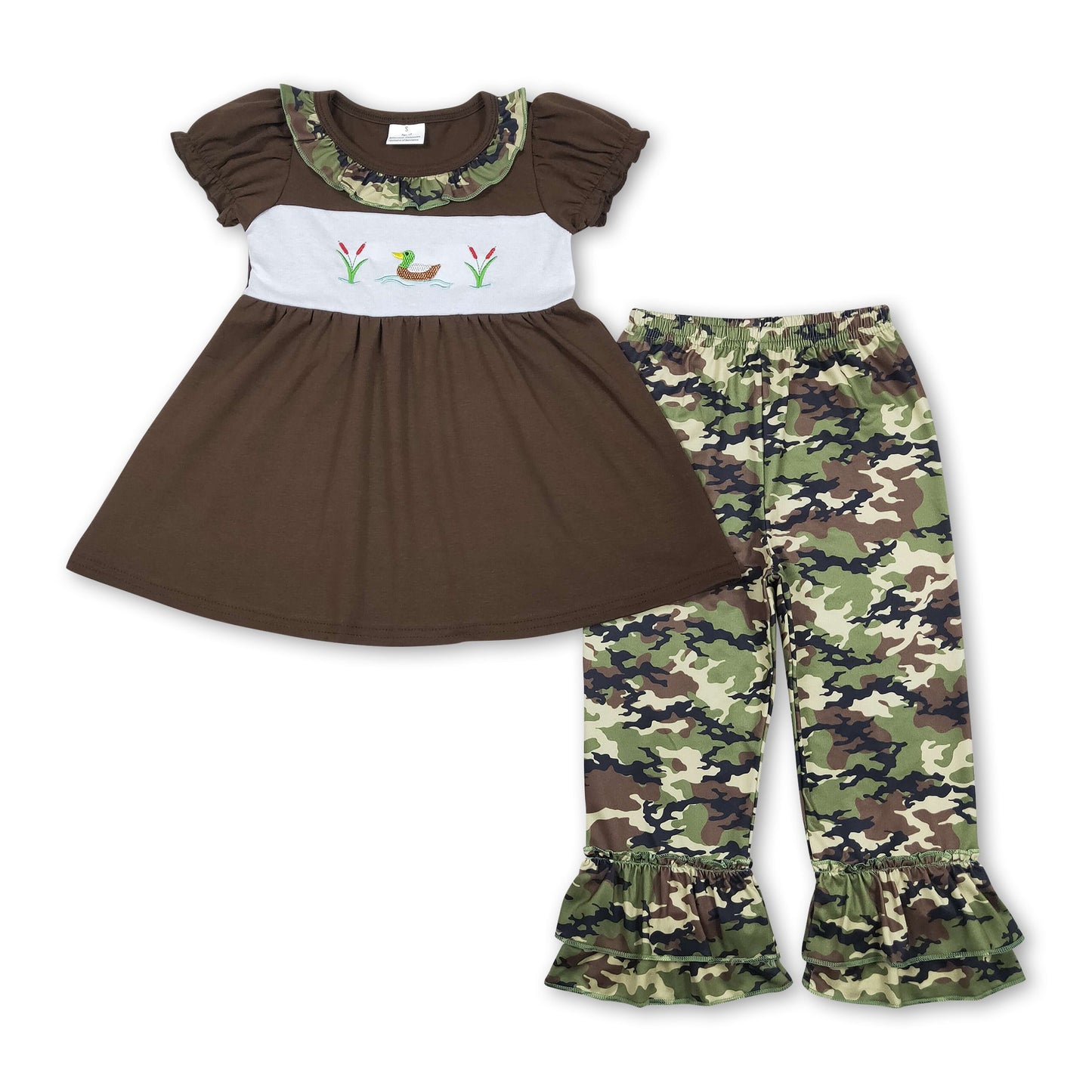 Oliven-Enten-Tunika-Tarnhose Kinder Mädchen Outfits
