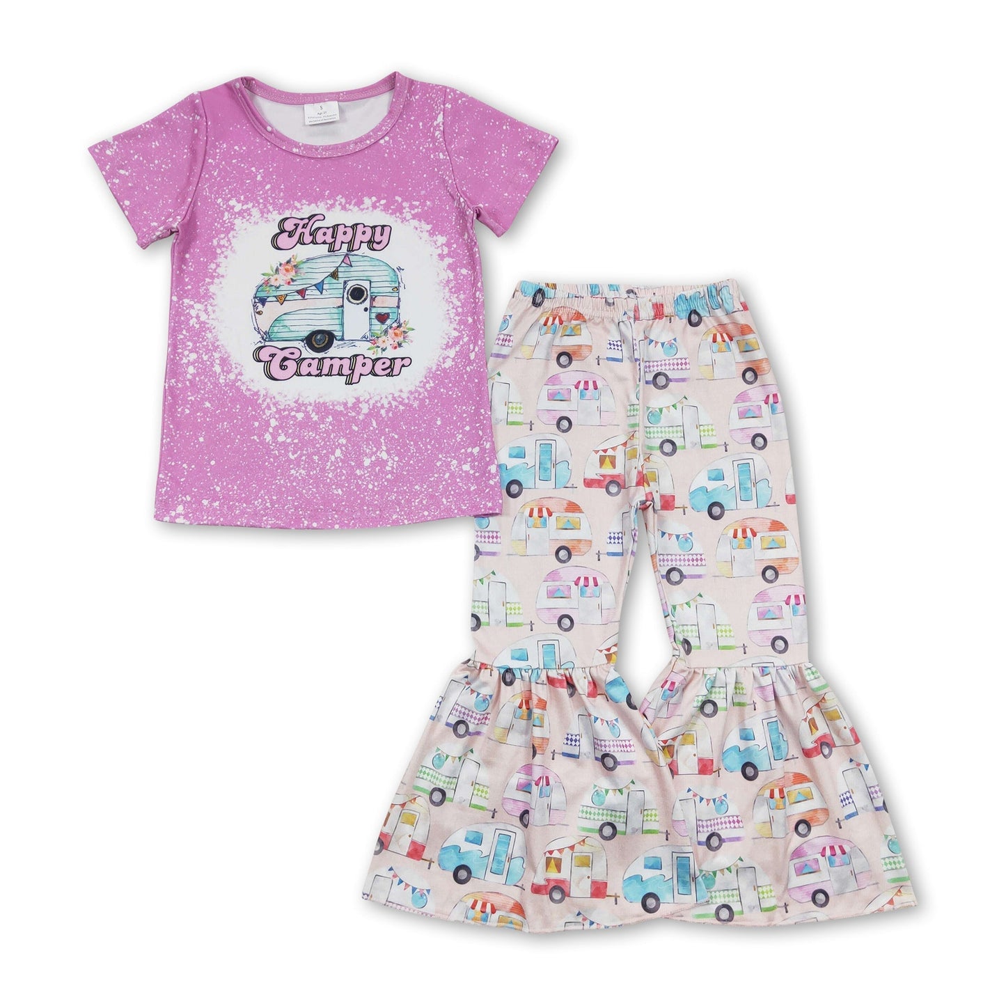 Rosa Happy-Camper-Oberteil Hose Kinder Mädchen Kleidung