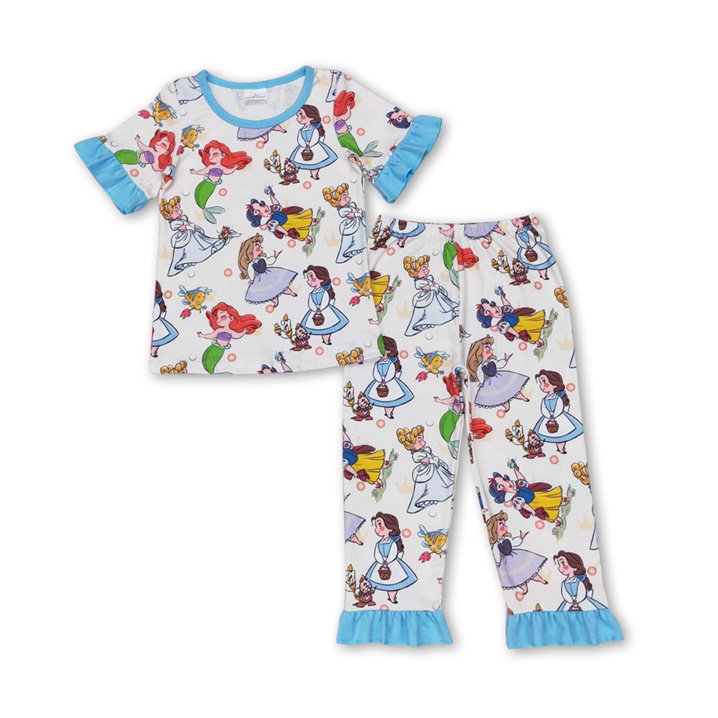 Kurzärmliges Prinzessinnen-Top und Hose Mädchen-Pyjama