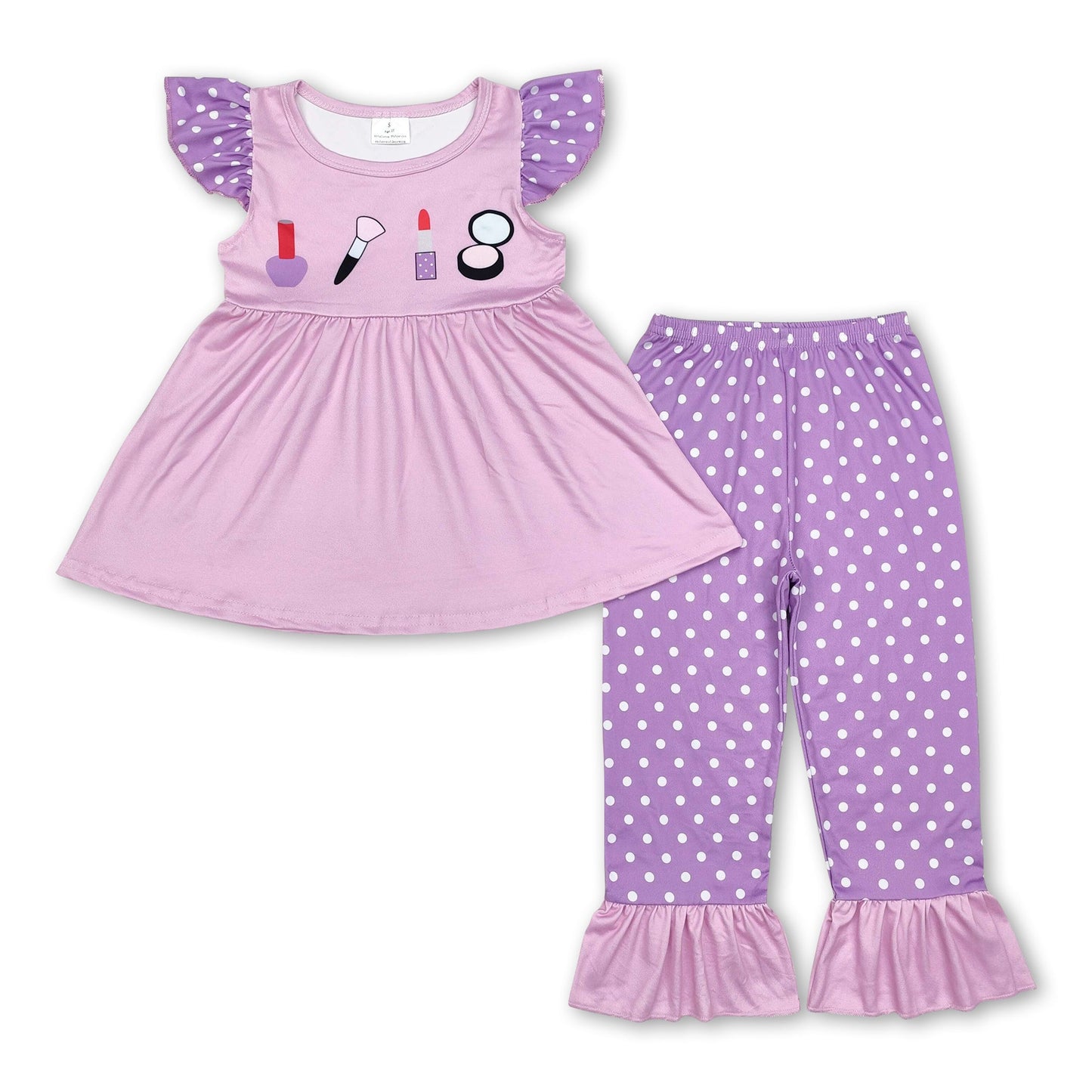 Lila gepunktete Tunika-Leggings-Mädchenkleidung
