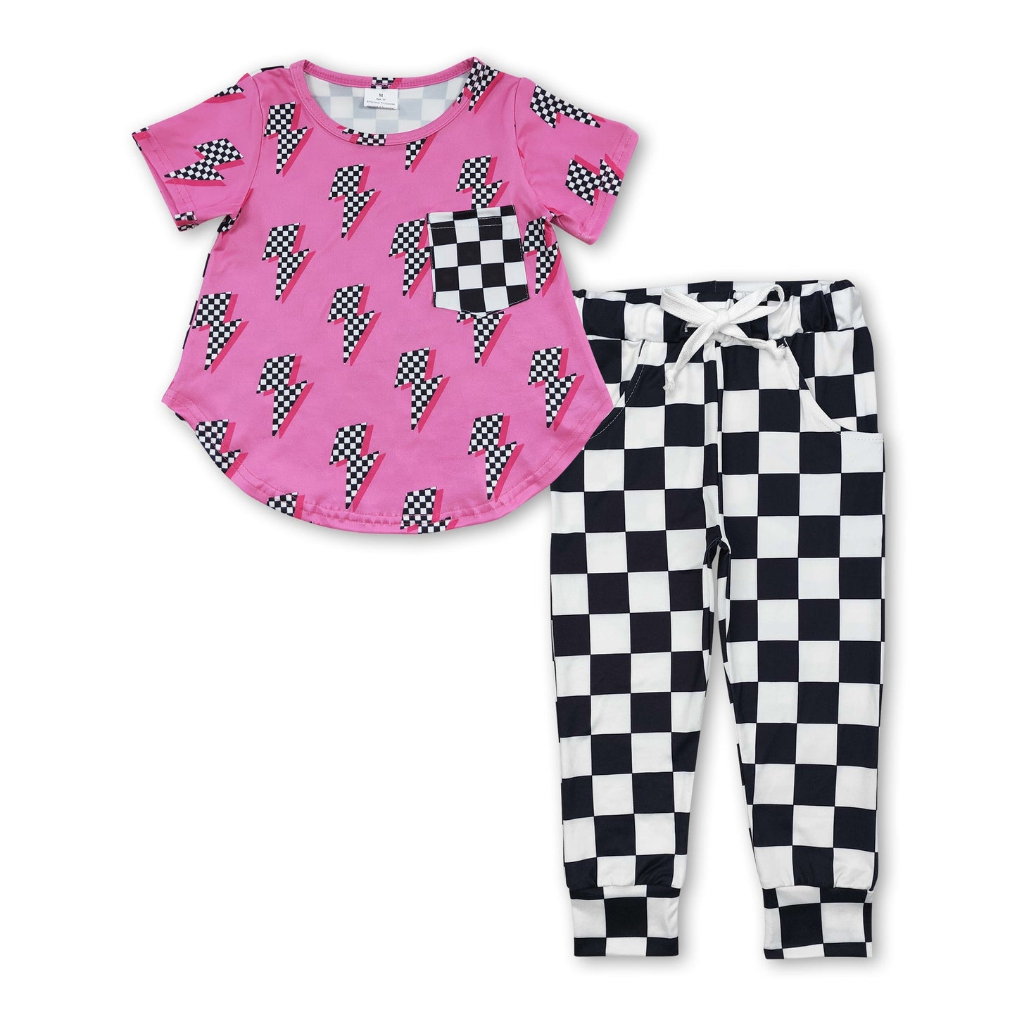 Kurzarm-Donner-Top-Karohose Jungen-Bekleidungsset
