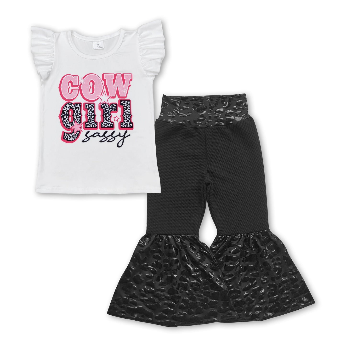 Cowgirl keckes Top schwarze Leopardenhose Mädchenkleidung
