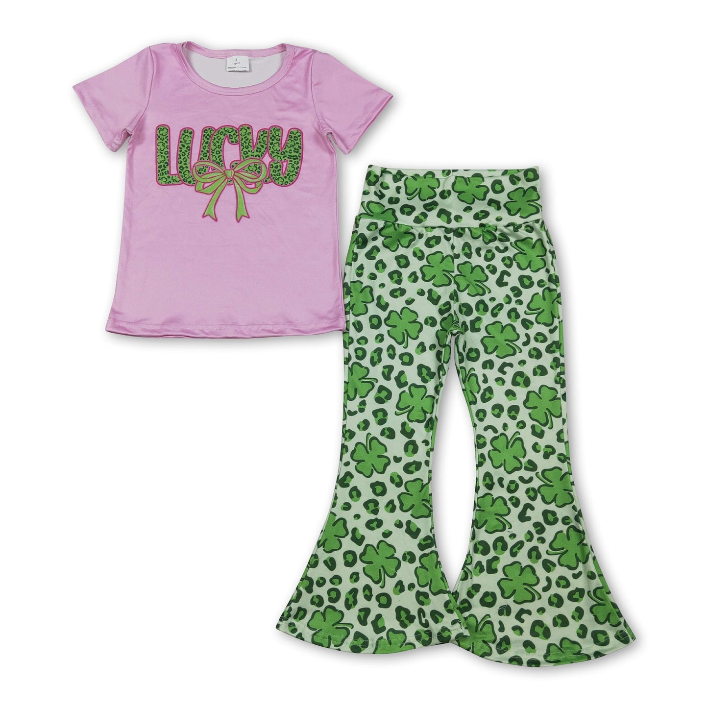 Glückliche Schleife Leopardenmuster Mädchen St. Patrick's Day Outfits