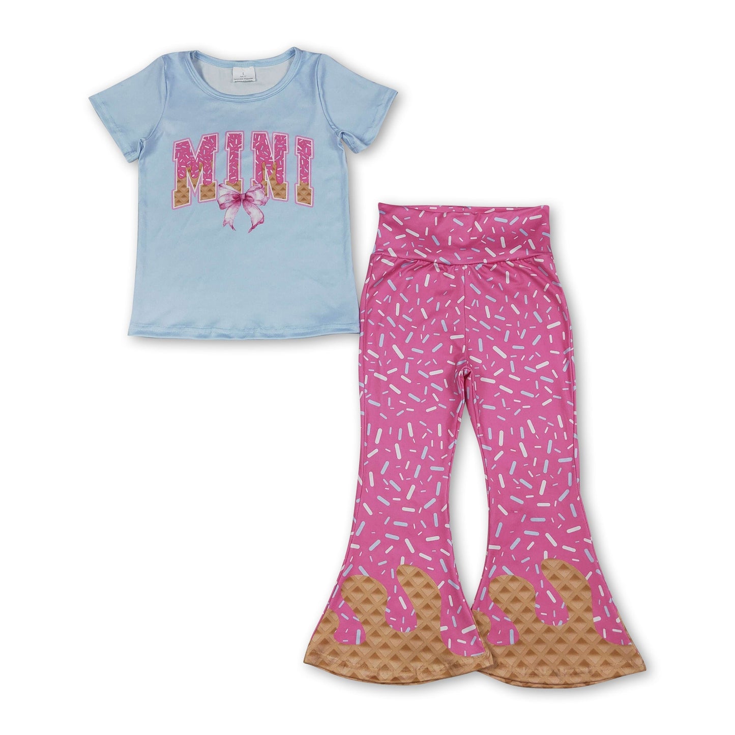 Kurzärmliges Mini-Schleifen-Eiscreme-Streusel-Kinder-Mädchen-Outfit