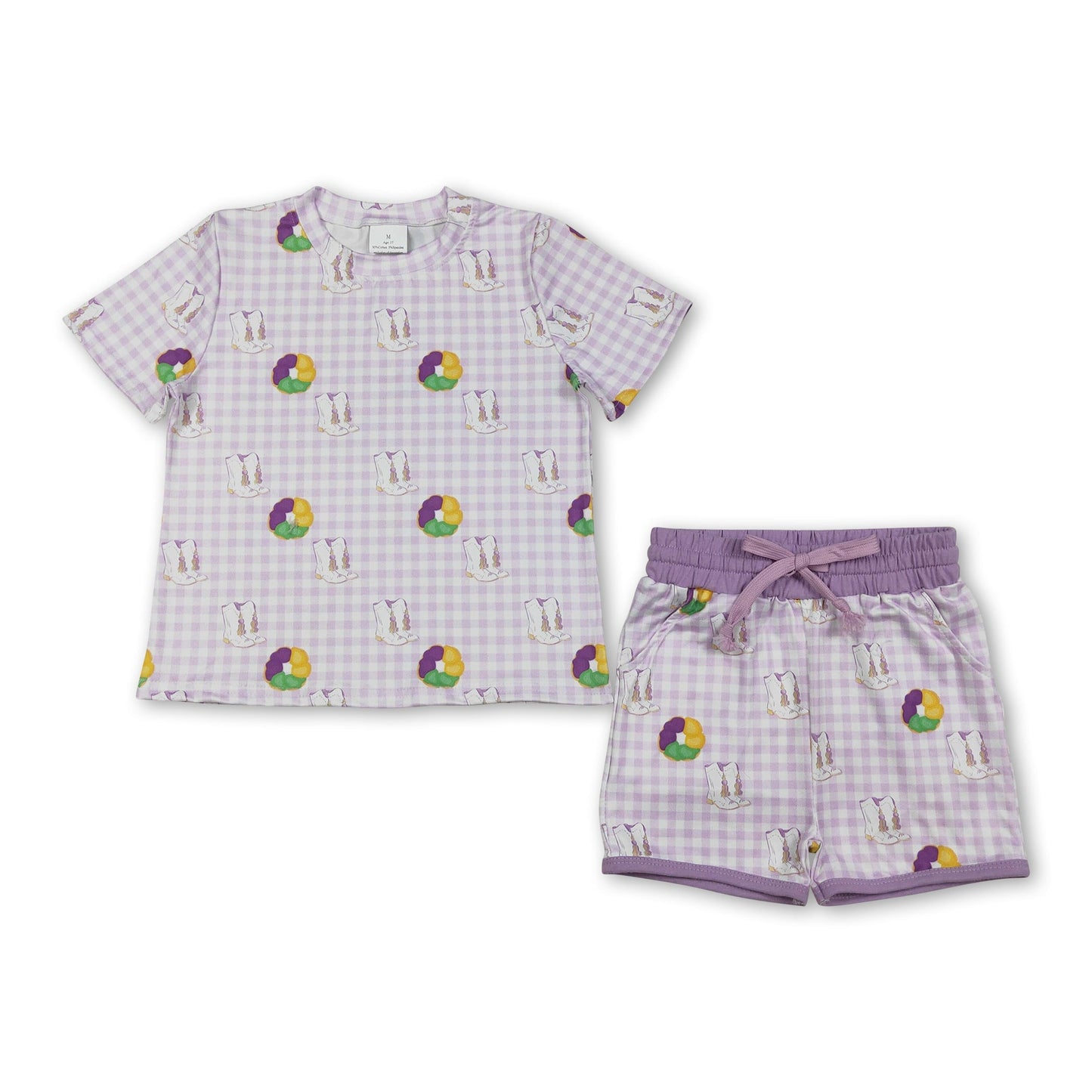 Plaid Donut Stiefel Top Shorts Mädchen Karnevalskleidung