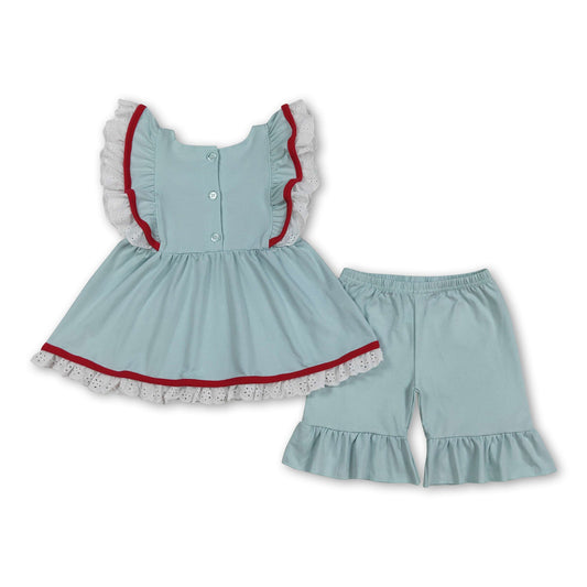 Flaggenstickerei Tunika Shorts Mädchen 4. Juli Outfits