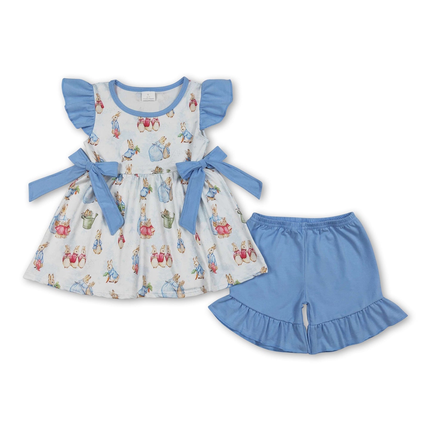 Tunika mit Flügelärmeln, Hasenmotiv, Shorts, Mädchen, Oster-Outfits