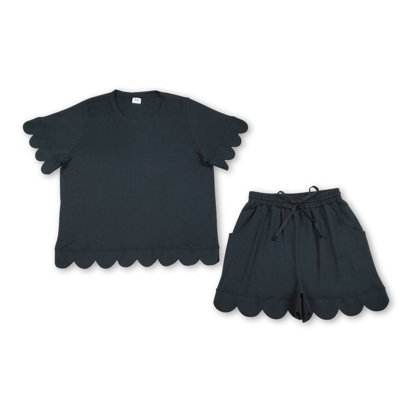 Schwarzes, kurzärmeliges Top, Shorts, Sommeroutfits für erwachsene Frauen