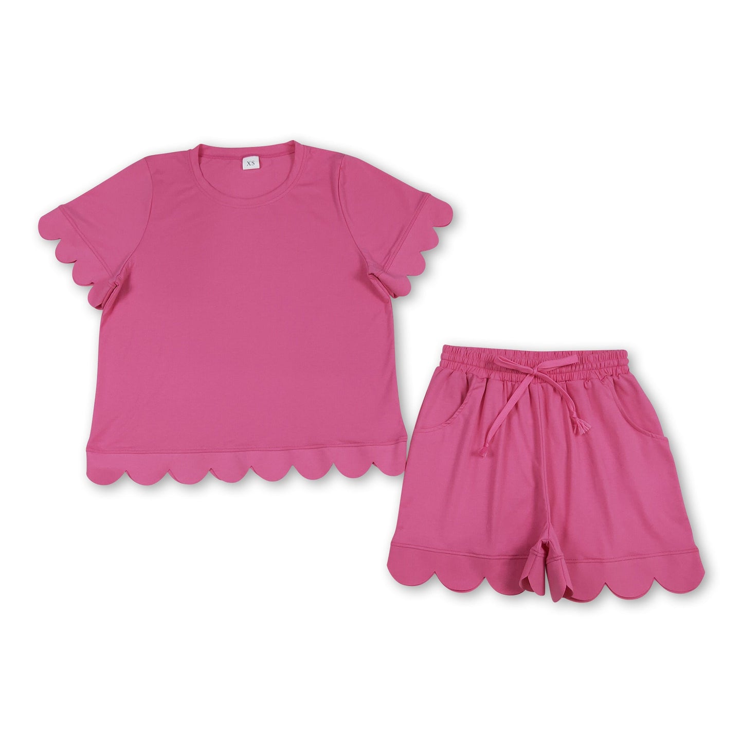 Fuchsiafarbene Muschelsaum-Shorts für erwachsene Frauen, Sommer-Outfits