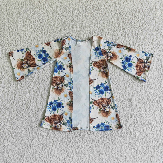 Highland Cow Blumen Baby Mädchen Strickjacke