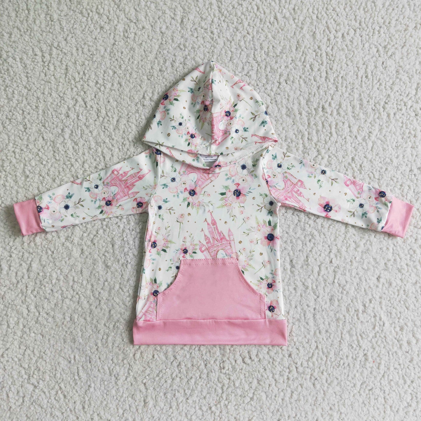 Mädchen-Kapuzenpullover mit Blumenmuster und langen Ärmeln „Castle“