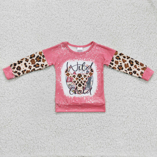 Wild Child Leopard Kuh Kinder Mädchen Pink Western Hemd