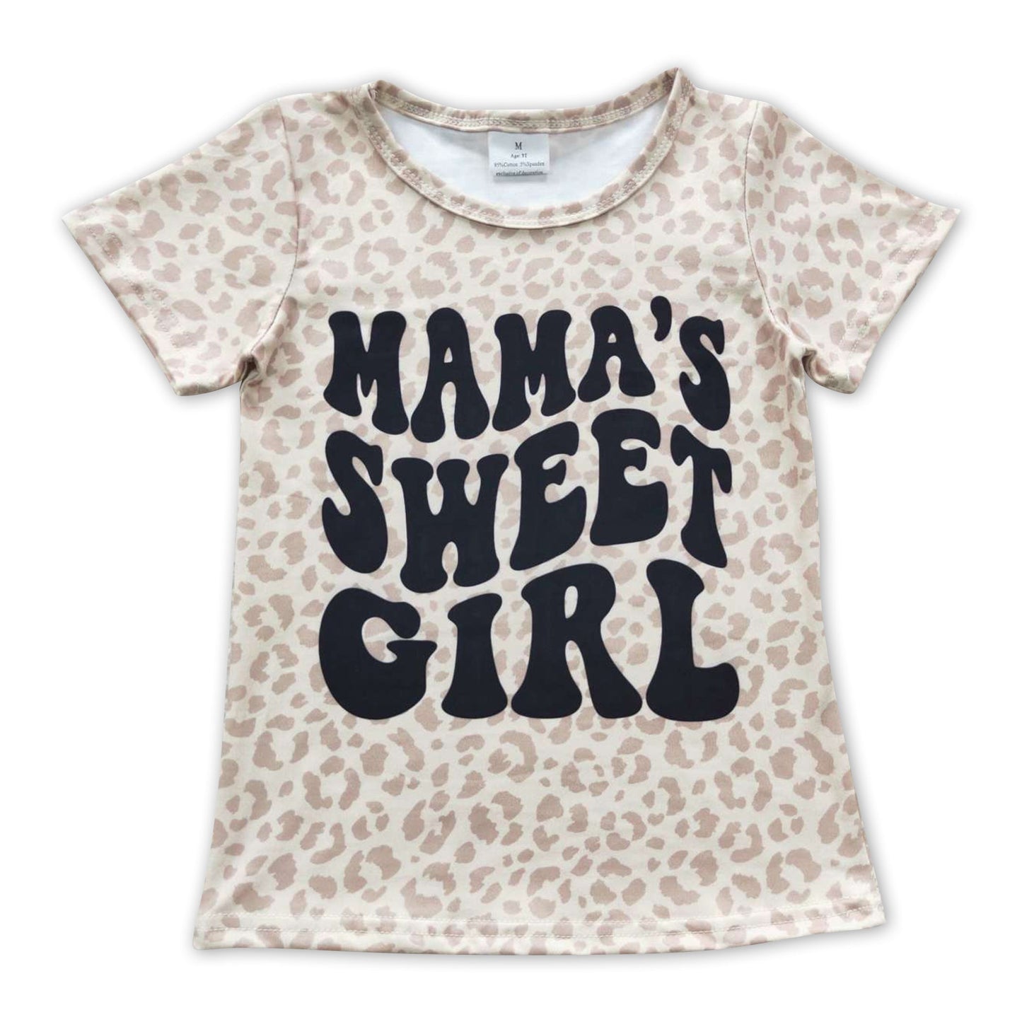 Mamas süßes Mädchen Leoparden-Kurzarm-Baby-Kinder-Shirt