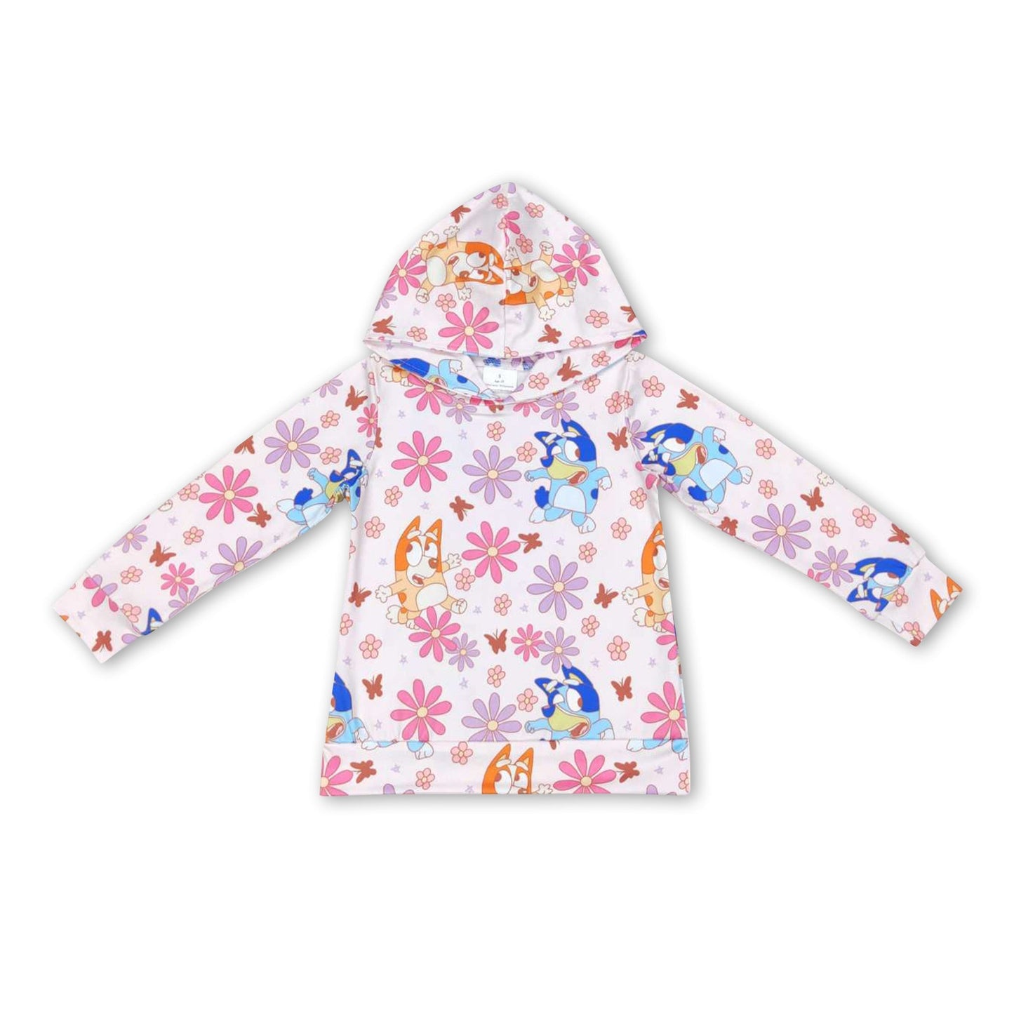 Blumige süße Hunde Langarm Kinder Mädchen Hoodie