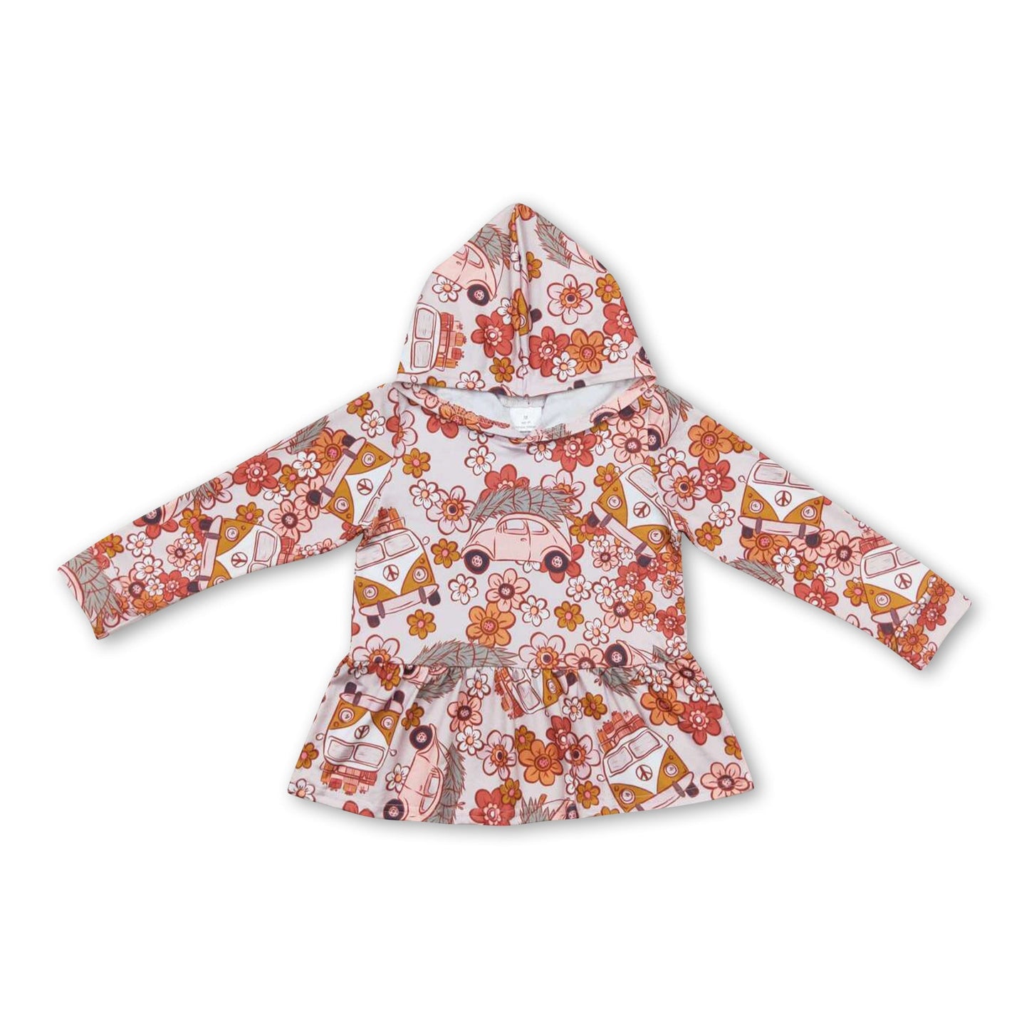 Langärmliger floraler Camping-Kapuzenpullover für Baby-Mädchen