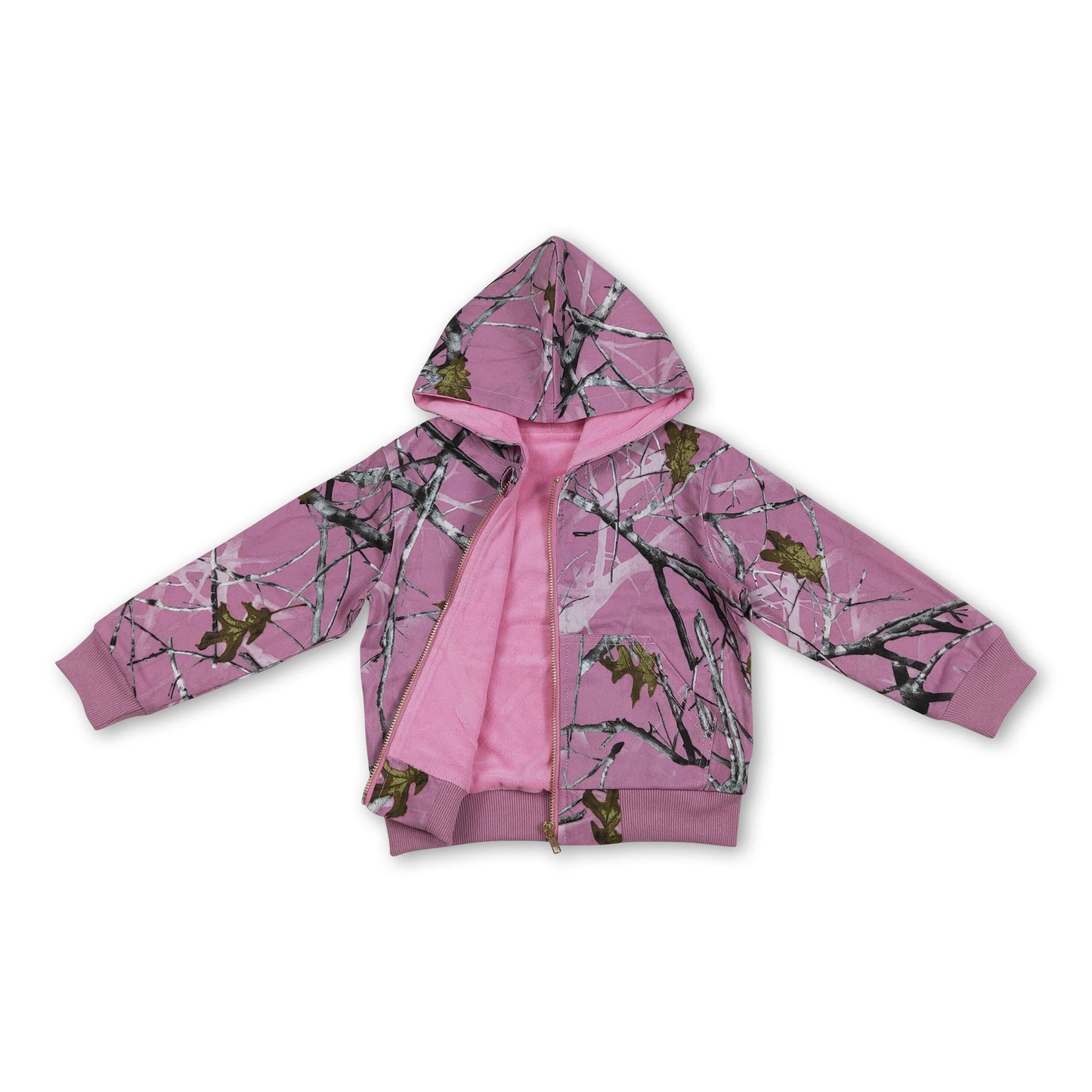 Pinke Camouflage Langarm Winter Kinder Mädchen Kapuzenjacke