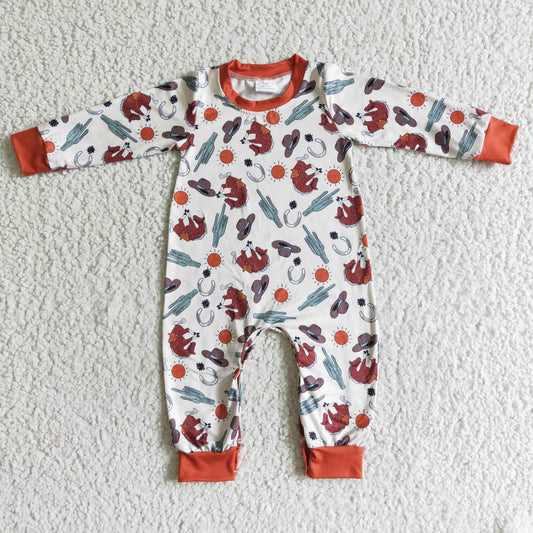 Cactus hat long sleeve brown kids boy romper