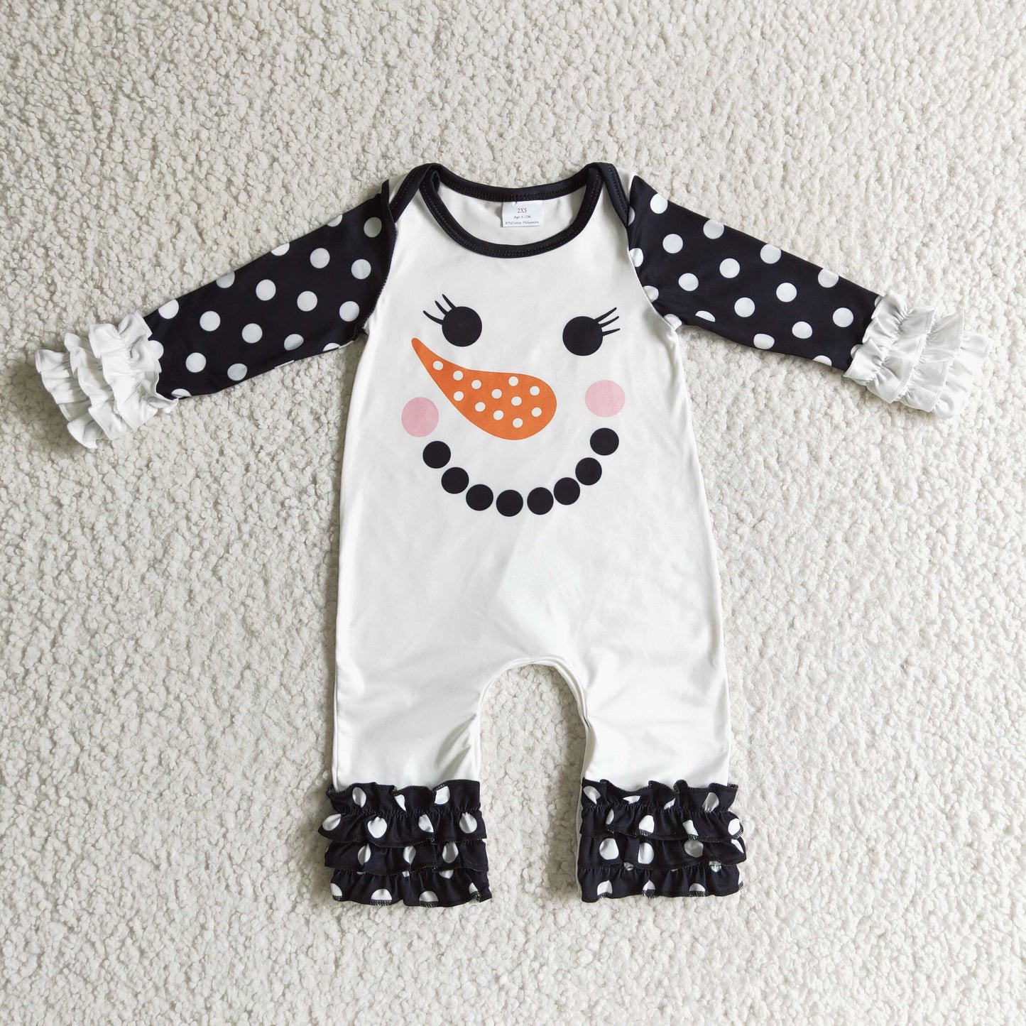 Schneeanzug Strampler für Baby-Mädchen, schwarz, gepunktet