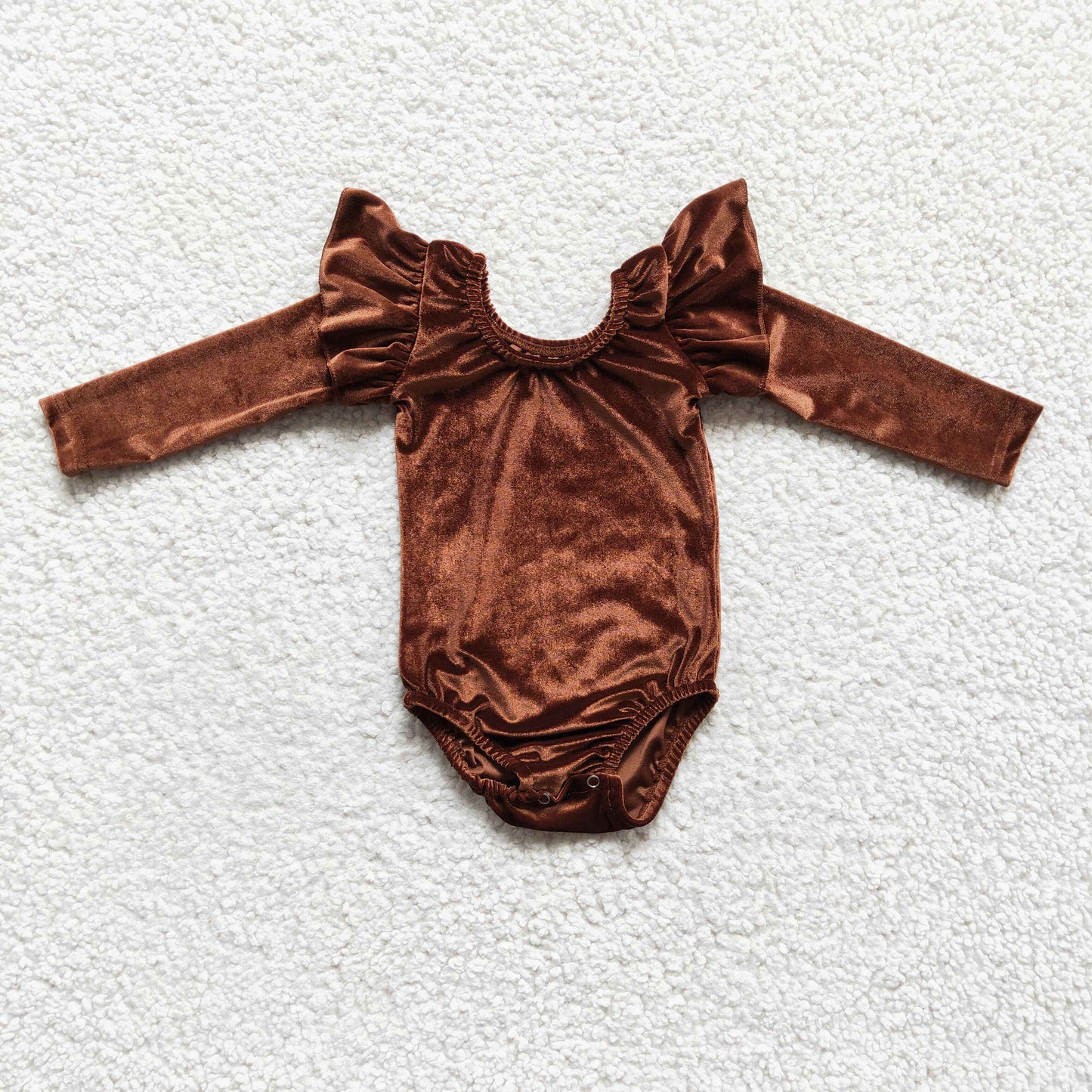 Brauner Samt-Langarm-Strampler für Baby-Mädchen, Trikot