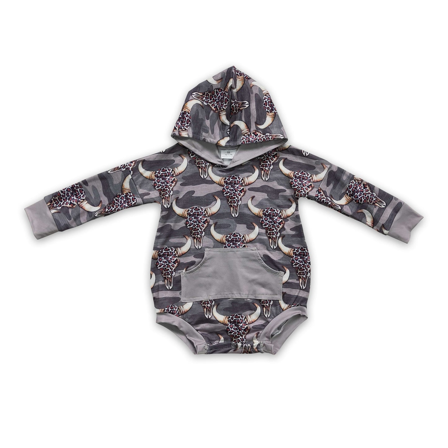 Leopard Kuh Camo Langarm Hoodie Baby Strampler