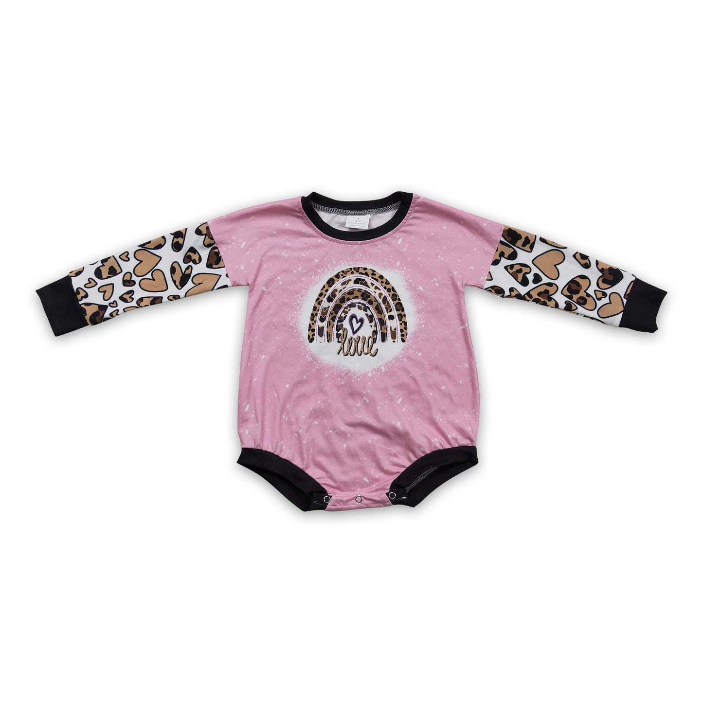 Leopard Regenbogen Rosa Baby Mädchen Valentinstag Strampler