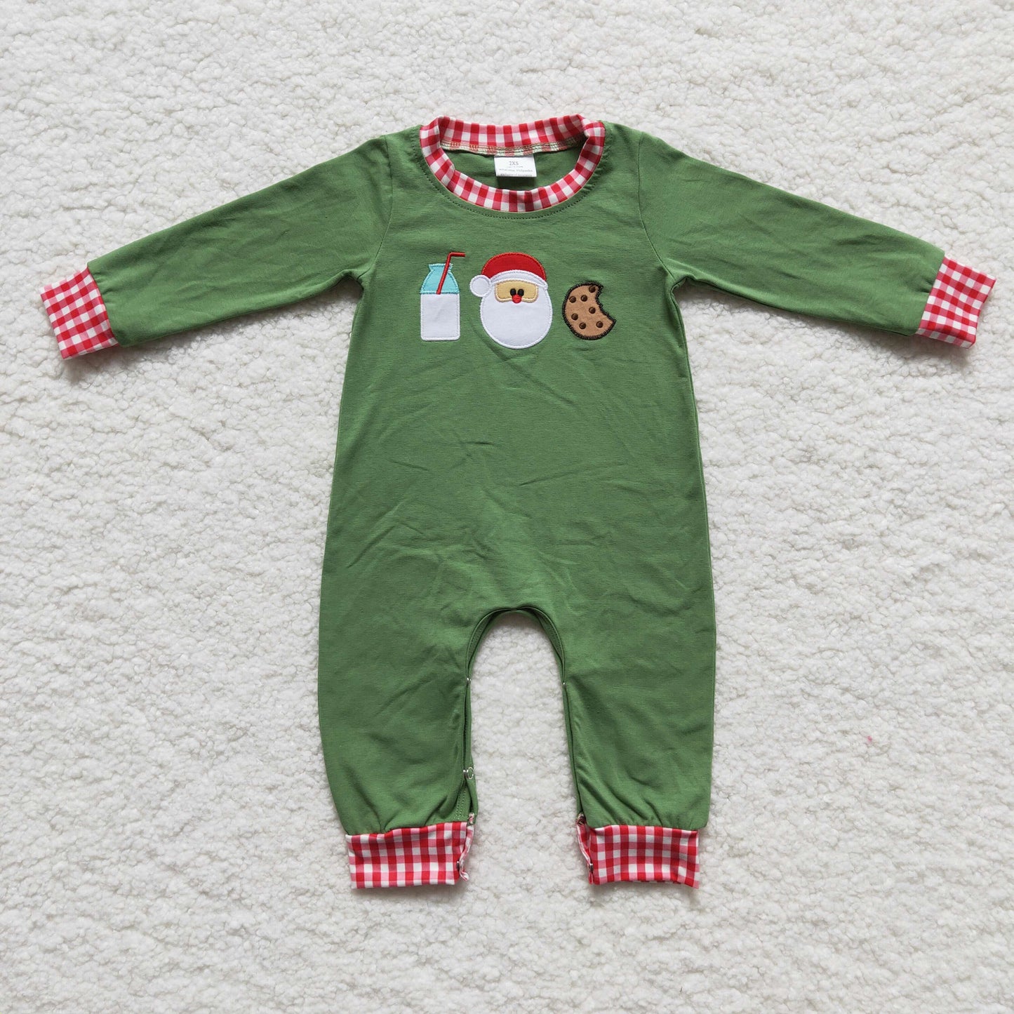 Milch Weihnachtsmann Keks Stickerei Baby Junge Weihnachts-Strampler